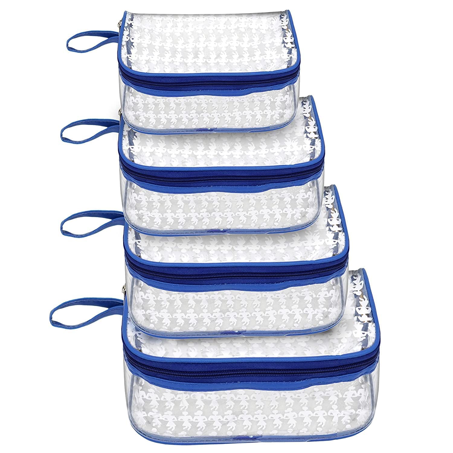 PRISMAXIC Set of 4 Transparent PVC Travel Pouch Multipurpose Pouch for Women, Makeup Organizer Pouch Toiletry Bag for Men & Women (4 Blue Plain)-image-39