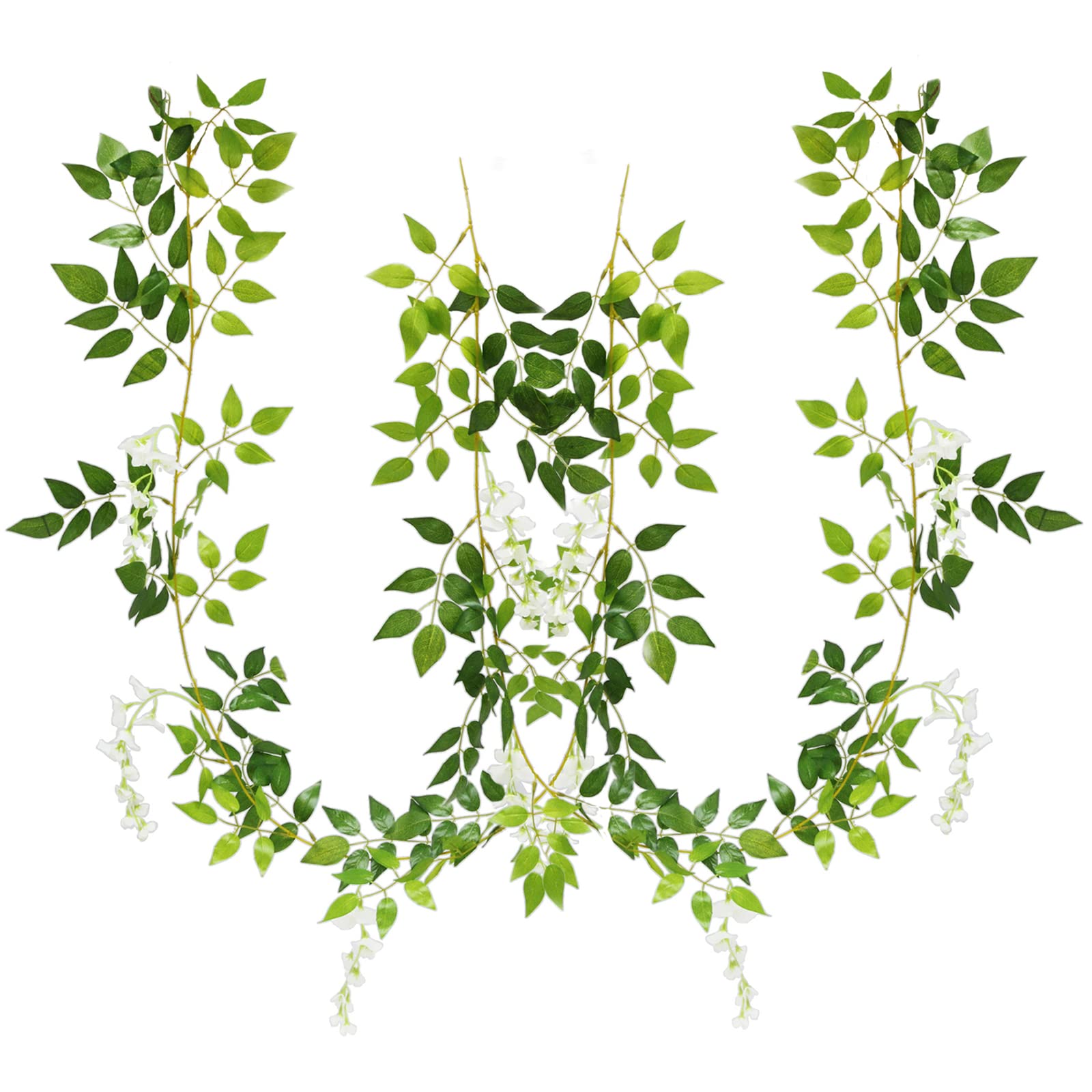 TSHAOUN 2m×2pcs Guirnalda de Flores Artificiales Wisteria, Artificiales de Glicina Falsas Planta de Guirnalda Glicina Artificial para Boda Arco Fiesta Hogar Jardín Hotel Decoración (Blanco)