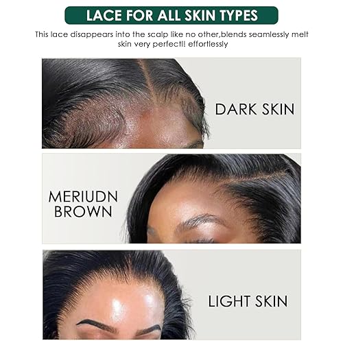 Miniatura 4 de OCTSUN Pelucas de cabello humano ondulado con encaje frontal predepilado, pelucas onduladas cortas para mujeres negras, pelucas sueltas onduladas de