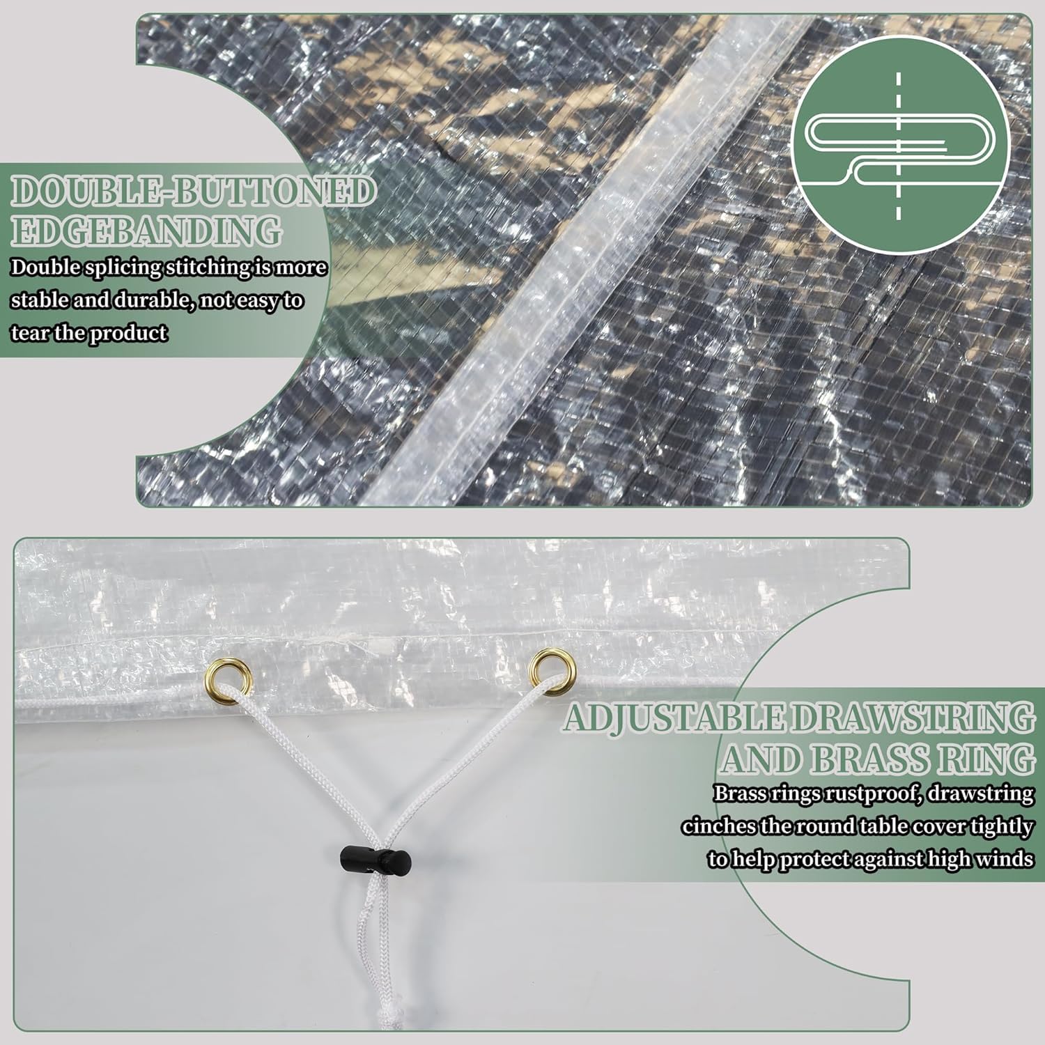 Funda Transparente Impermeable para Muebles de Exterior - Redonda para Mesa y Sillas de Jardín - Extragrande 250 x 90 cm
