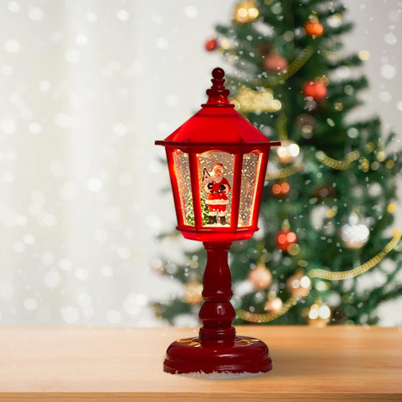 Mecctuck Vintage Kerst Sneeuwbol Lantaarn, Pack van 2, vlamloze kaarsen