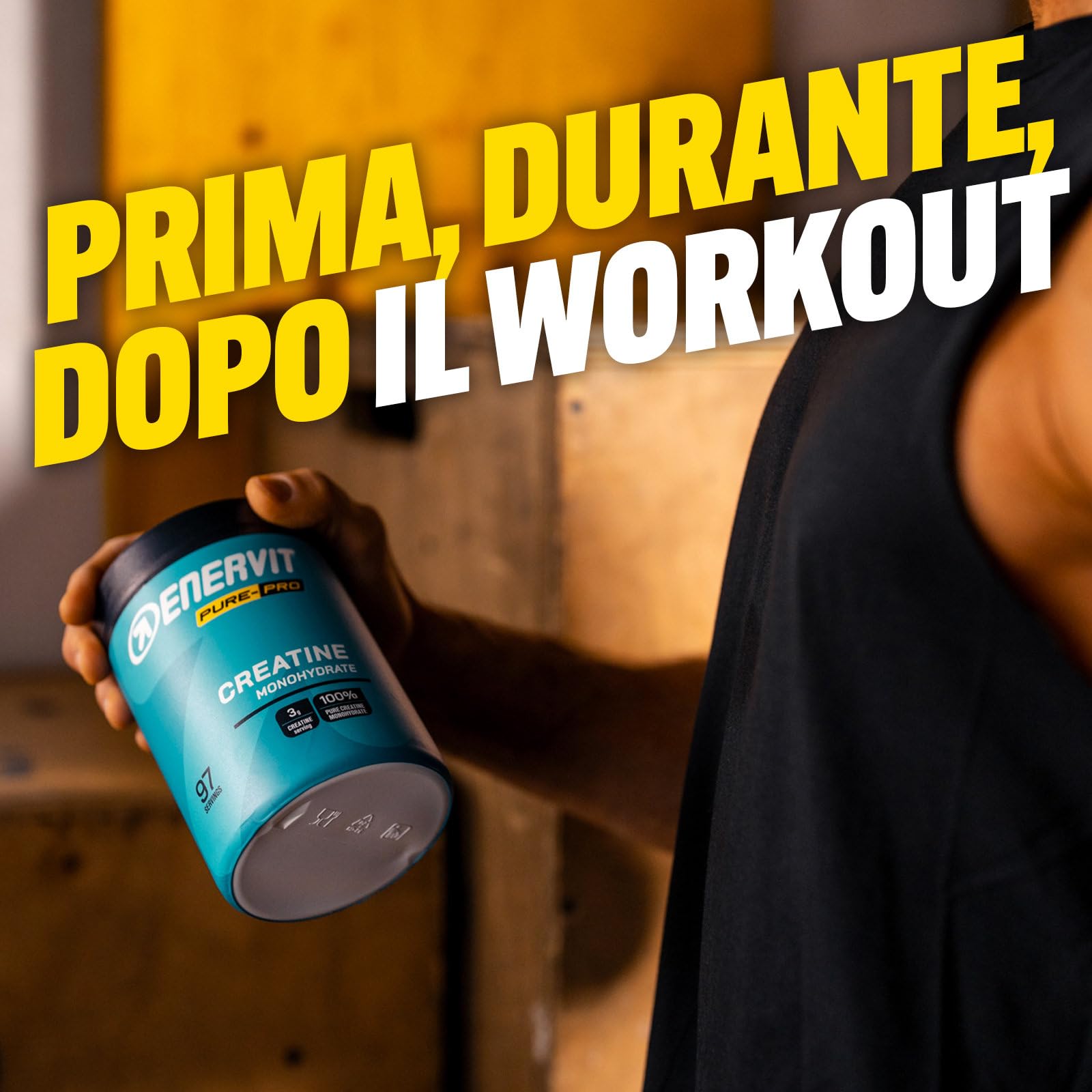 Enervit Pure-Pro Creatine, Creatina Monoidrata in Polvere, Gusto Anguria,Ideale per sforzi e Workout ad Alta Intensità, Vegan, Barattolo da 400g