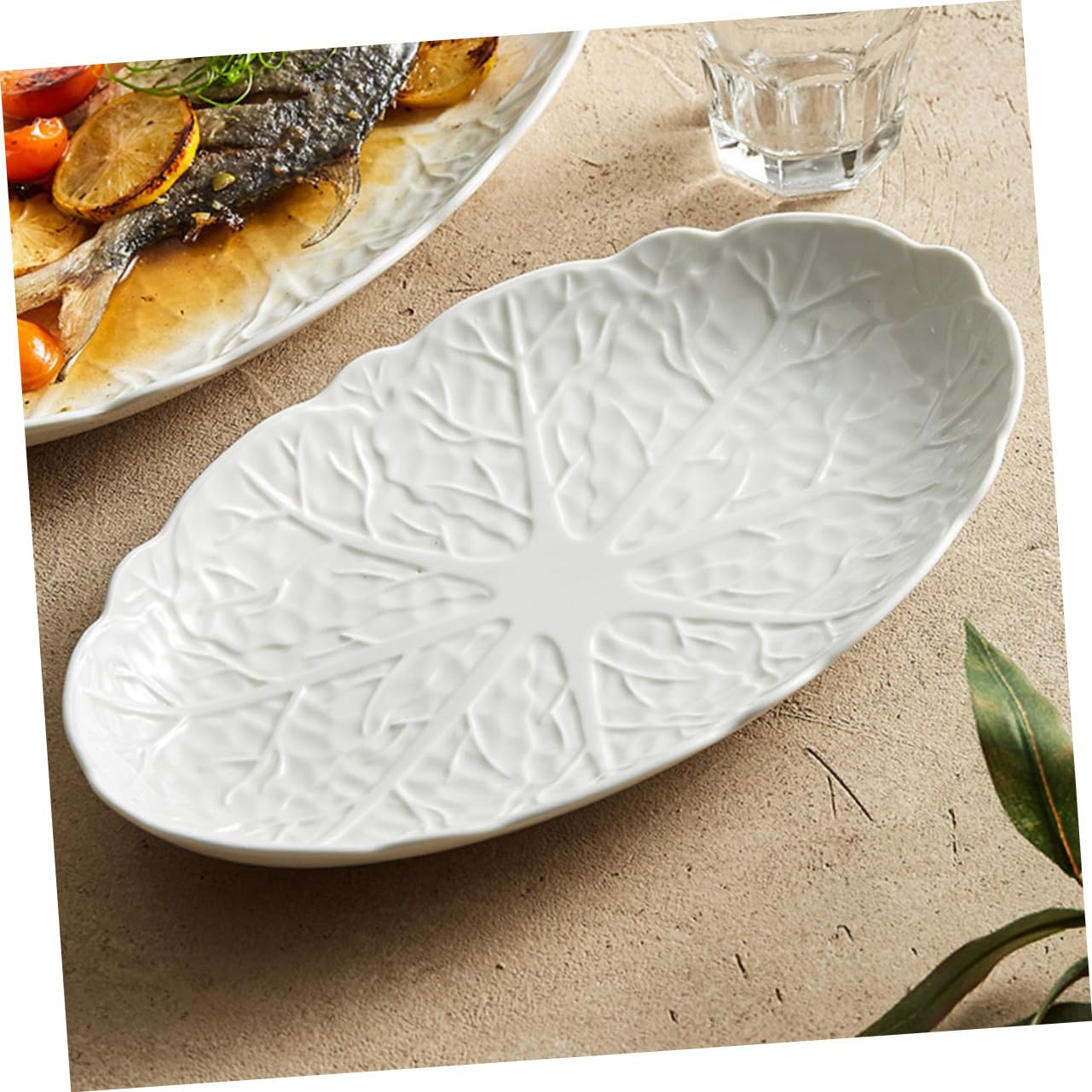 Piatto da Pesce in Ceramica Bianco, per Antipasti, Ristorante