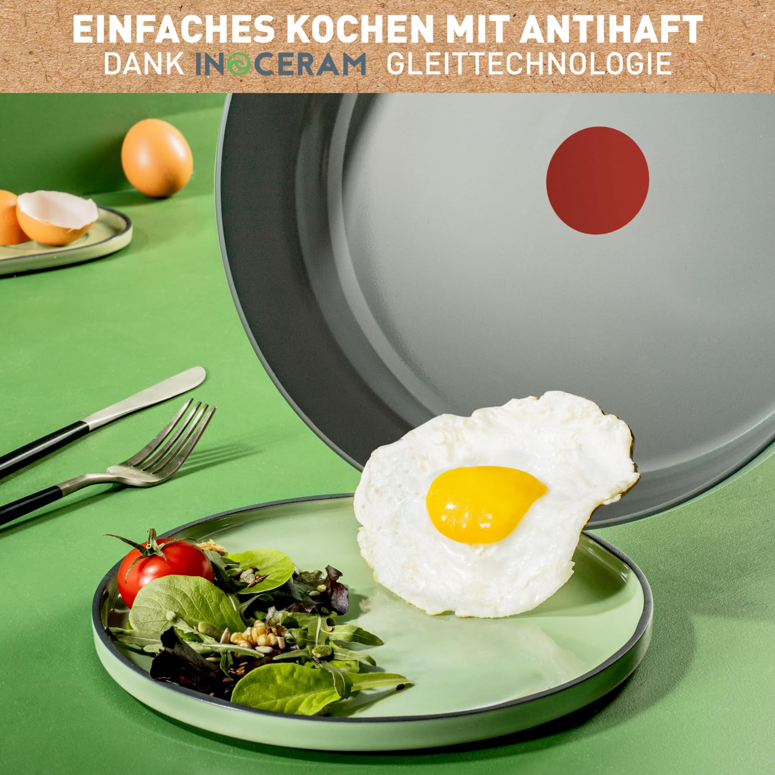 Tefal Renew On Bratpfanne 28 cm Induktion, Aluminiumpfanne mit Thermo-Signal bei idealer Brattemperatur, für alle Herdarten geeignet, Keramikversiegelung, Made in France, C42706