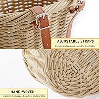 Vista 3 de ZUKKA Cesta de Bicicleta Tejida Cesta de Bicicleta para Bicicletas de Adultos Delantero/Manillar de Bicicleta para Niños con Correas de Cuero