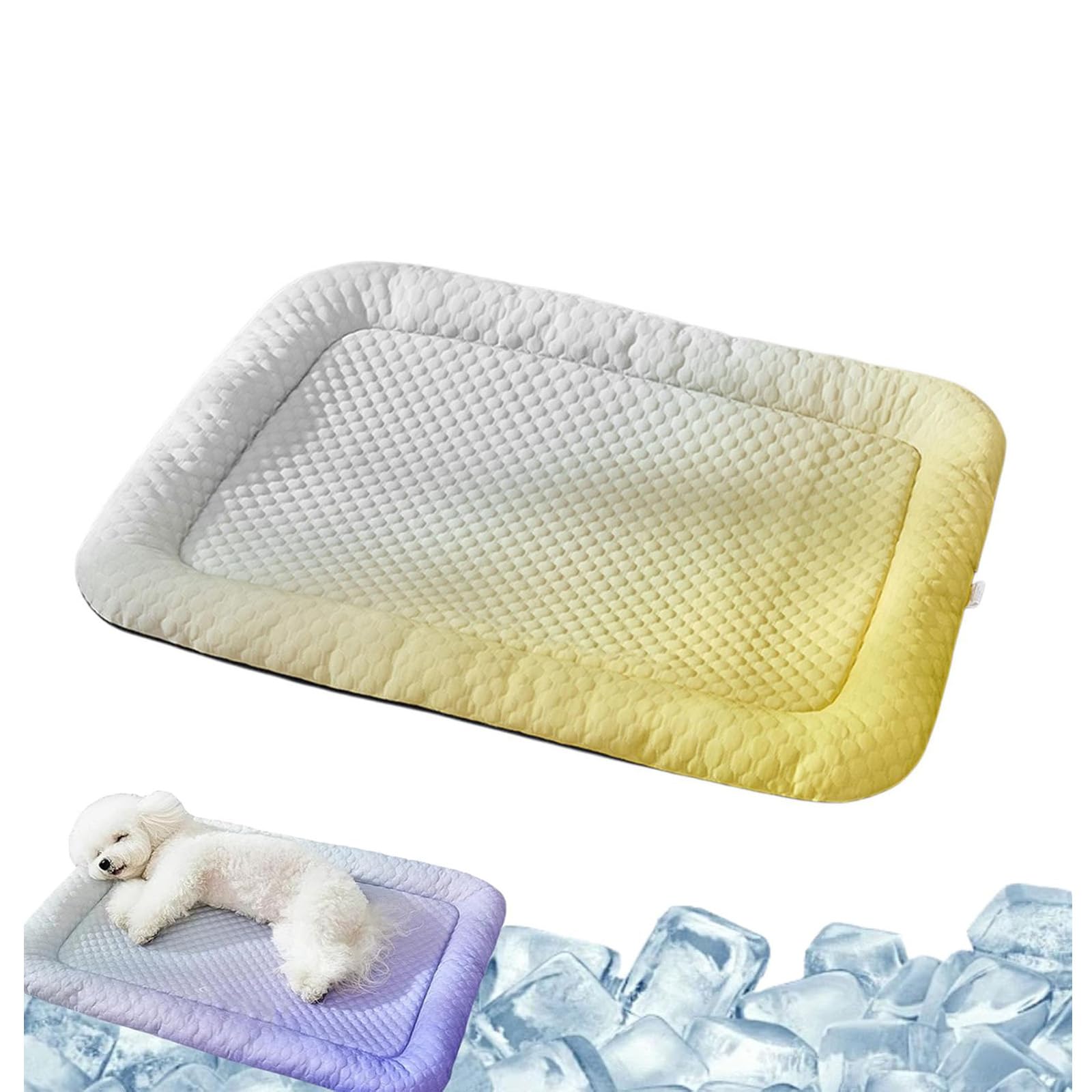 Pet Cooling Mat for Dogs & Cats, Pet Cooling Mat Self-Cooling Mat for Cat, Naturally Cool Ice-Silk Pad, Breathable Soft Sleeping Cushion for Indoor Floors Sofas and Car Travel Washable，yel grad
