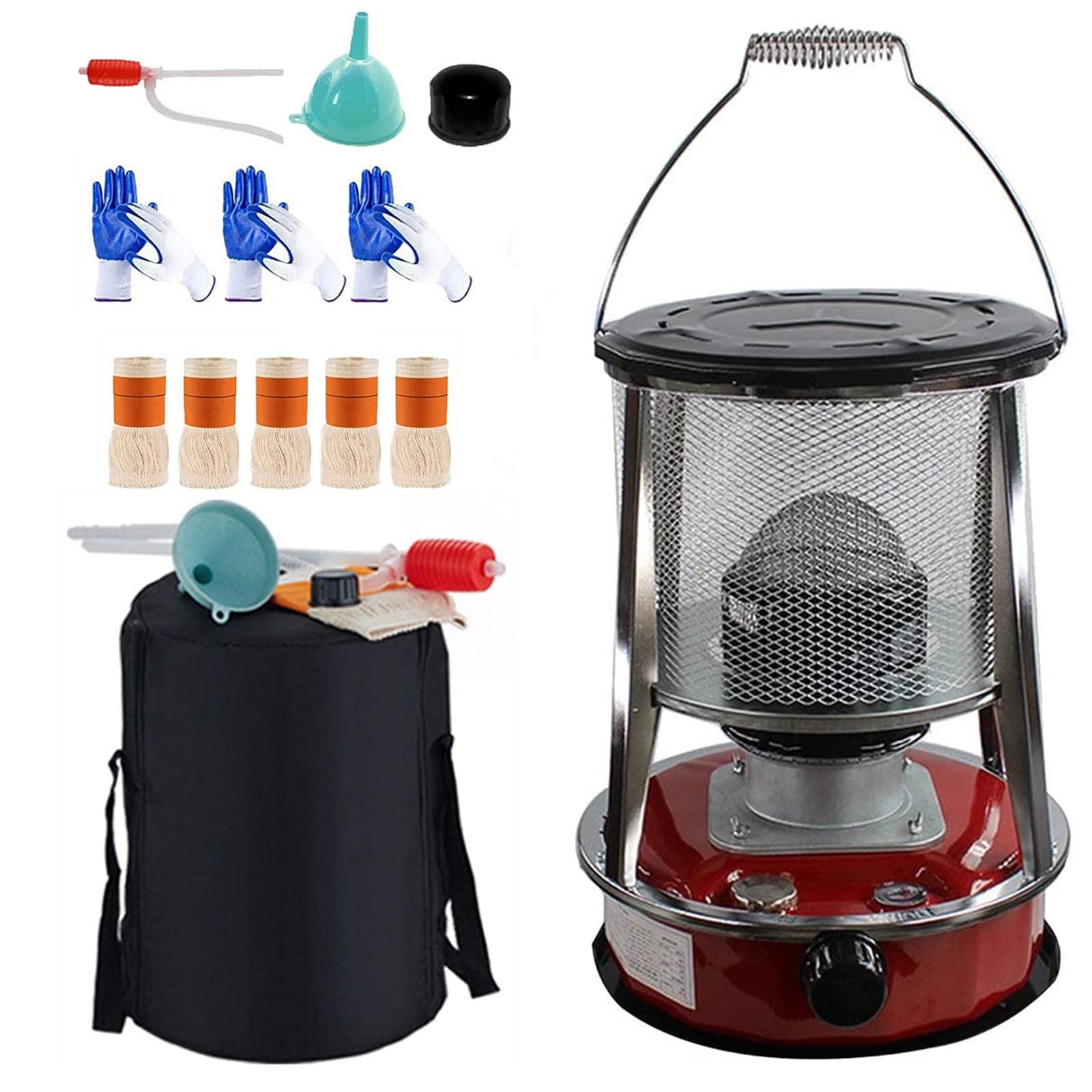 Calentador portátil de queroseno para uso en interiores y exteriores, estufa de camping compacta no eléctrica de 6 L con calentador de parafina de 9000 BTU/H para el hogar, ideal para patio, terraza y