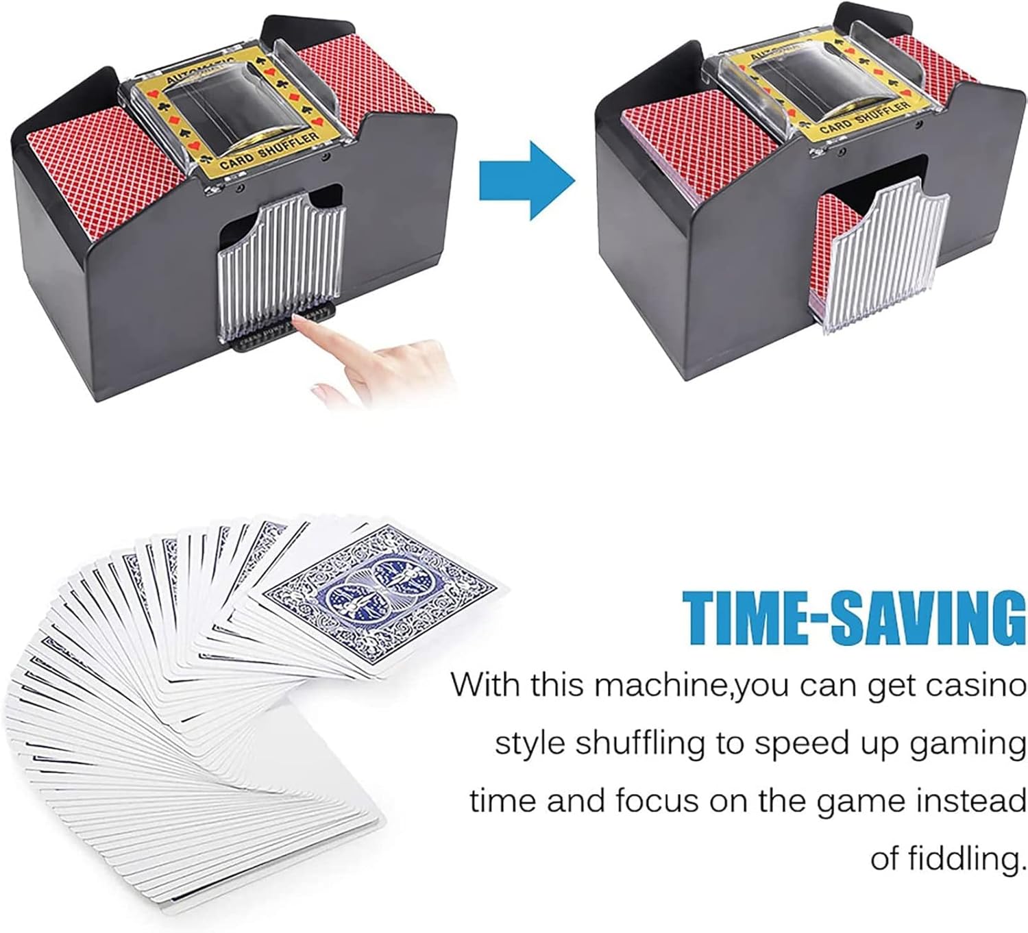 Automatic Card Shuffler, Electric Card Dealer Machine Support arious Custom Playing Methods for Deck of Playing Card, UNO, Poker, Home Card Games