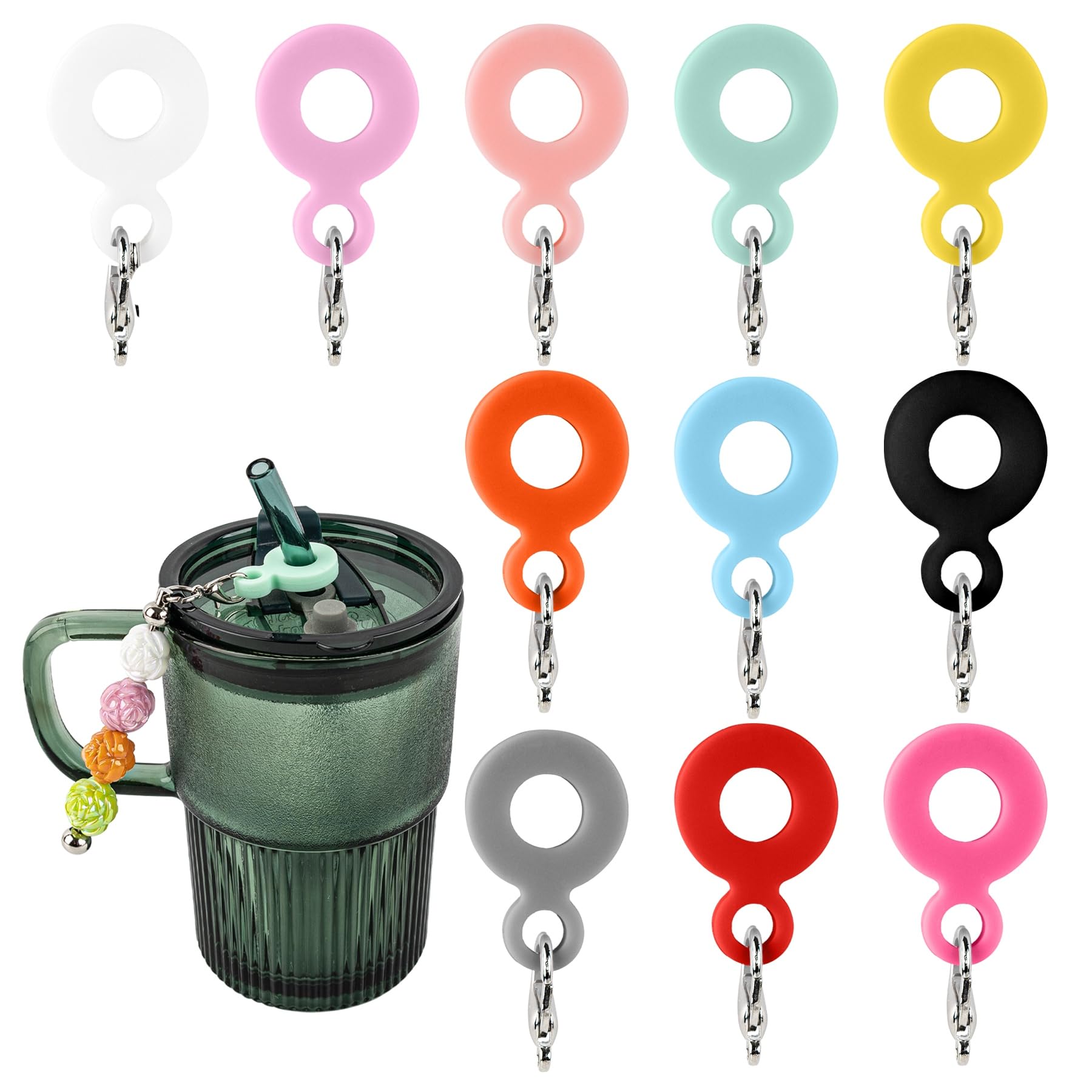 Framendino, 11 Pack Straw Charm Adapters Silicone Dangle Toppers Cup Accessories for Tumbler