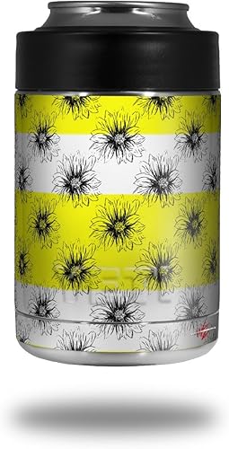 Miniatura 1 de Kearas Daisies Stripe Yellow - Calcomanía estilo adhesivo para Yeti Rambler Colster y RTIC Can (enfriador no incluido)