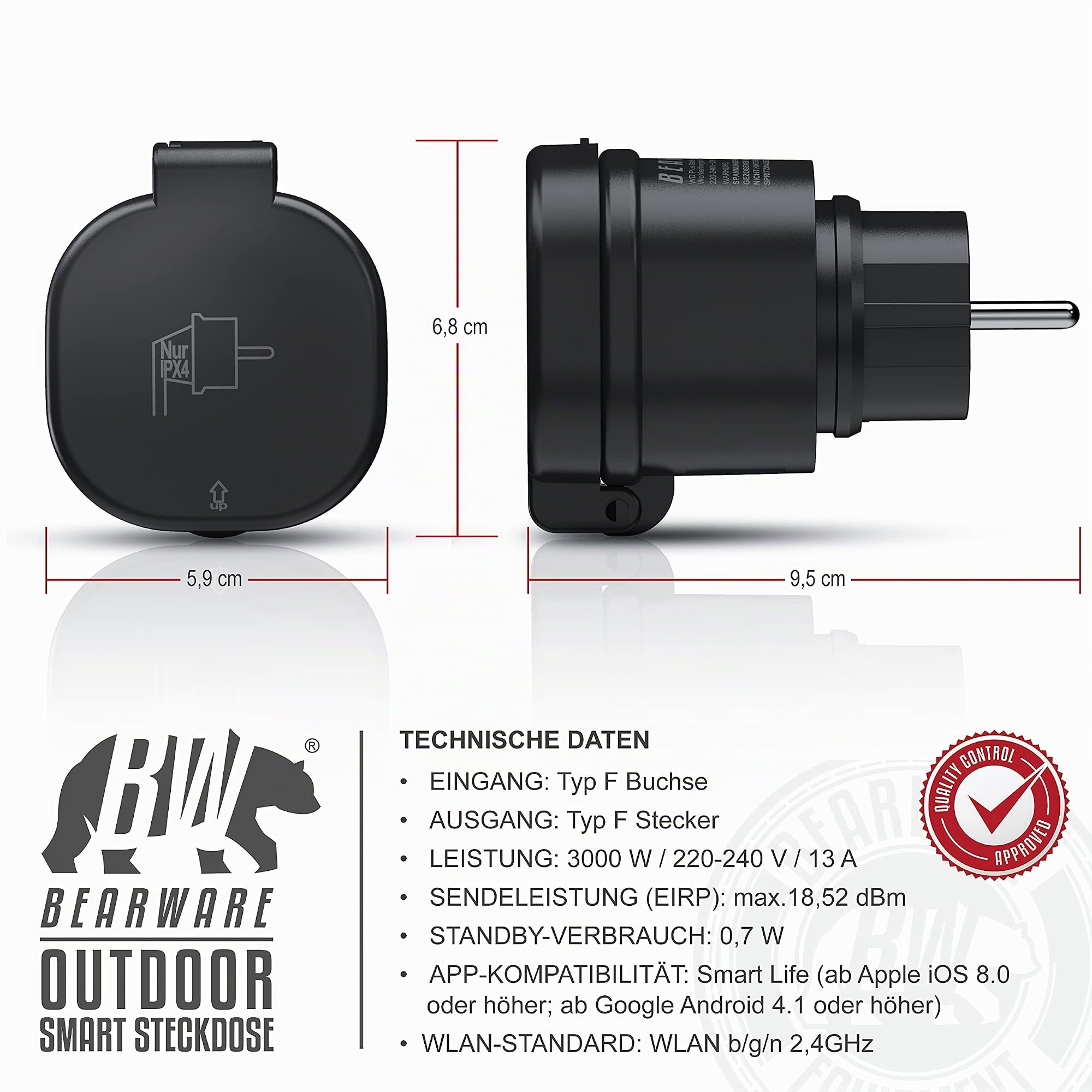 CSL - 2X WLAN Outdoor Steckdose - für den Außenbereich - WiFi Smart Socket schaltbar - kompatibel mit Android Apple iOS Smartphone Tablet PC, Amazon Alexa Google Home