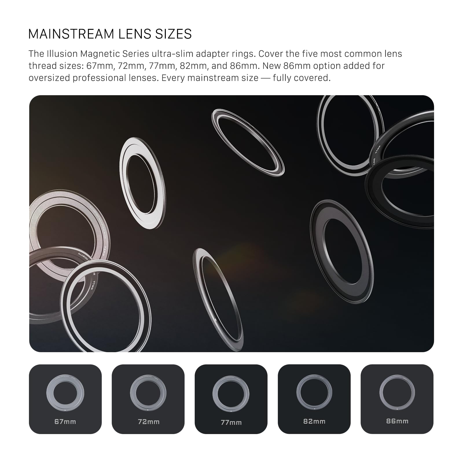 Tilta Kit Creatore di Filtri Magnetici Illusion, Filtro Polarizzatore Circolare con Adattatore VND, Anelli Adattatori da 77 mm/82 mm, Coperture Protettive TF-MFK-A