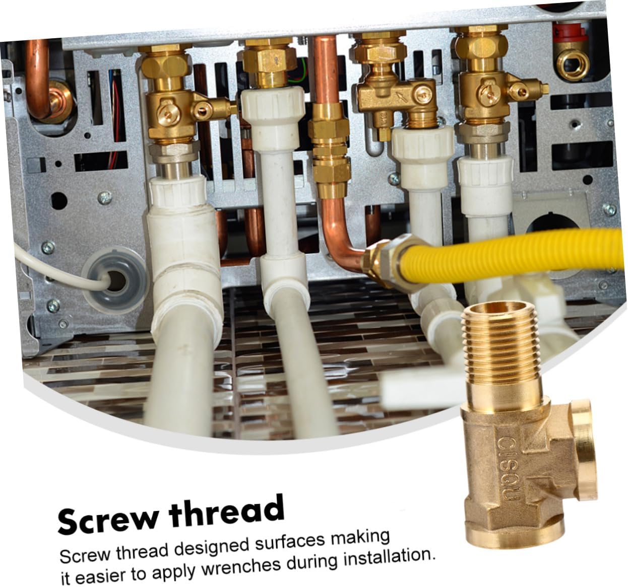Brass Tee Type Gas Adapter Connector Fitting for Industrial Applications Heavy Duty Brass Joints with Screw Thread Design for Secure Installation and Long Term Use