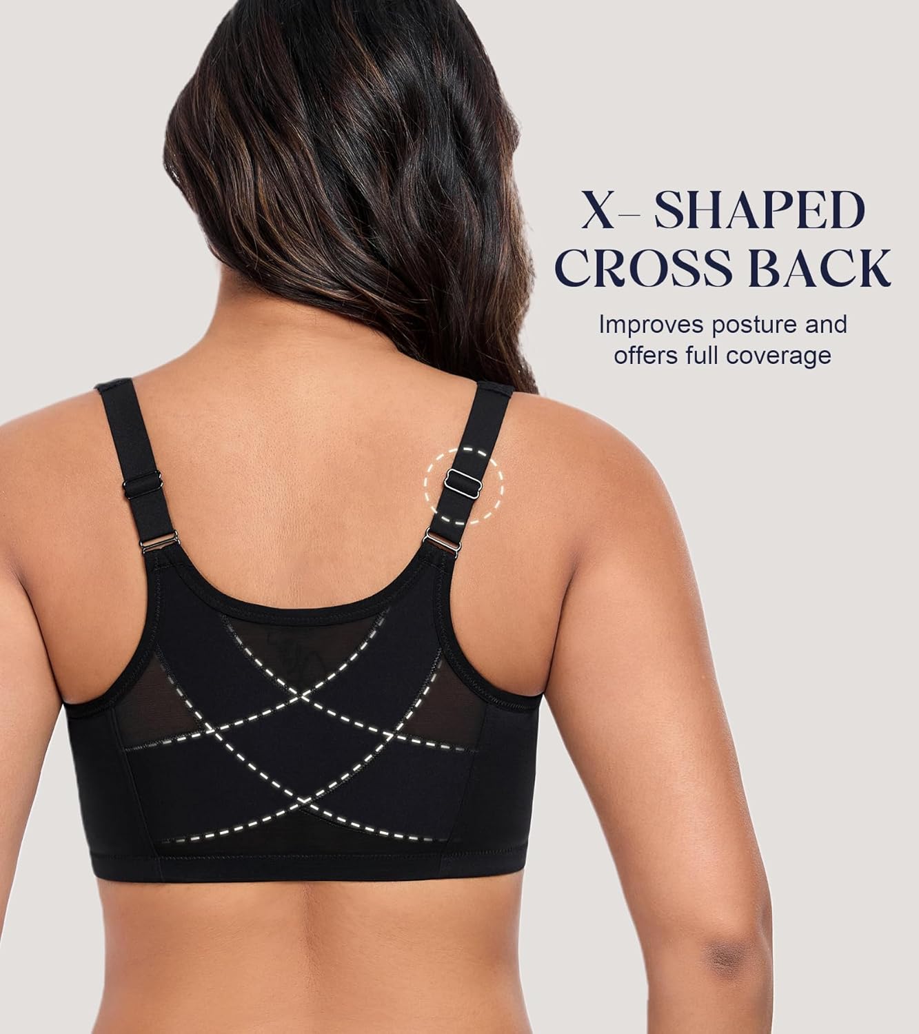 DotVol Women's Front Closure Posture Everyday Bra Plus Size Full Figure Underwire Back Support Bralette - Image 2