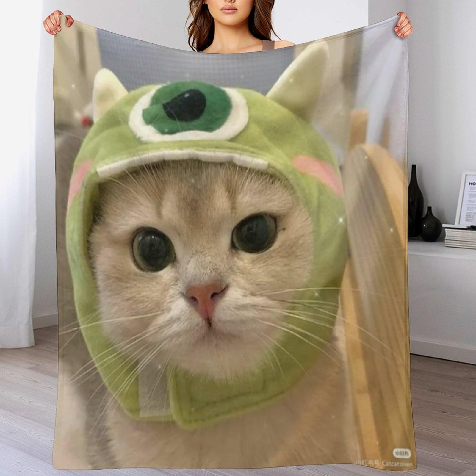 Couverture polaire chat flanelle contre le froid pour grand canapé de salon