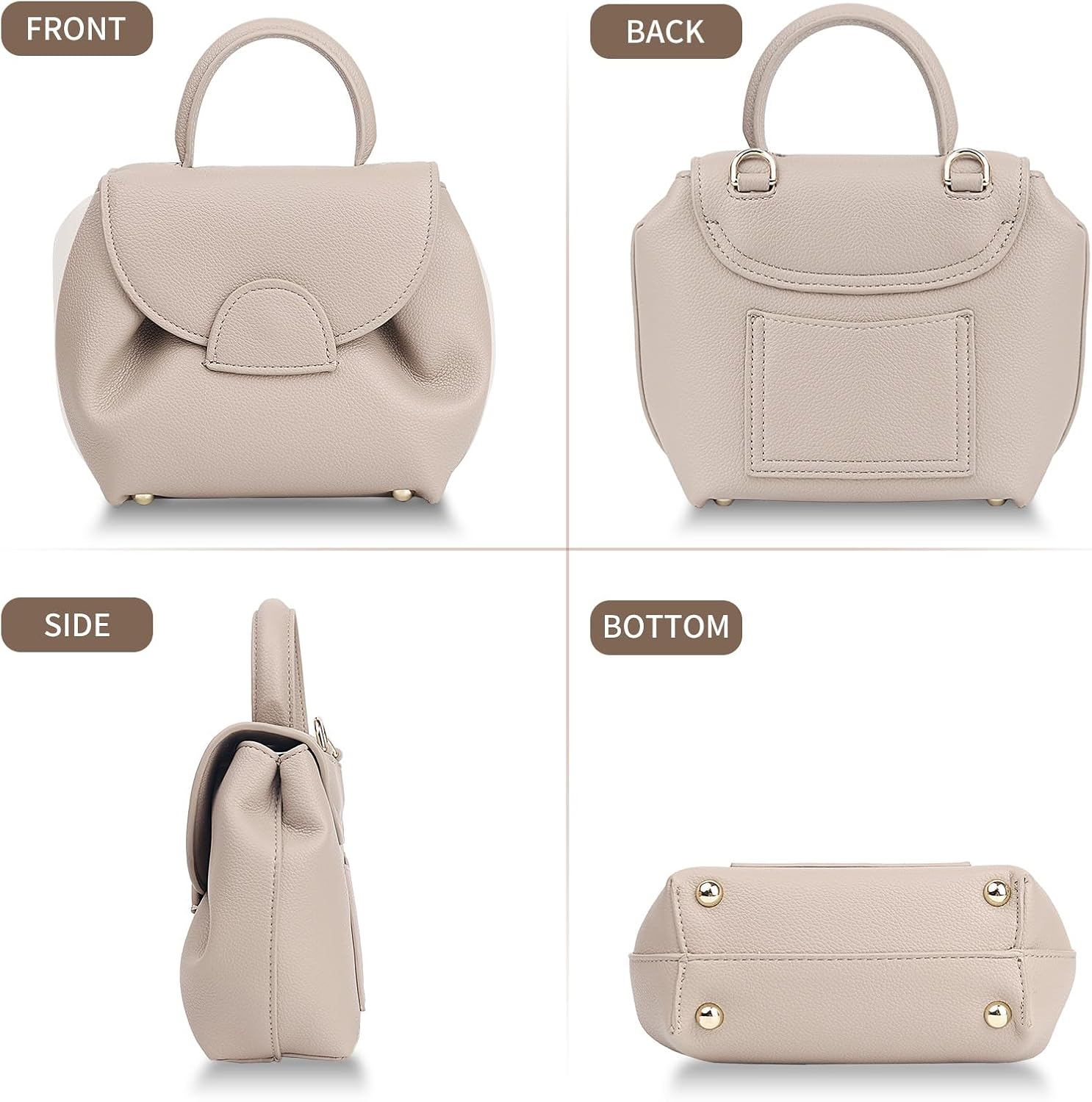 Polene Bags for Women,Women's Top-Handle Handbags,Top Handle Bag,Designer Bags for Women,Mini Faux Leather Shoulder Bag - Image 4