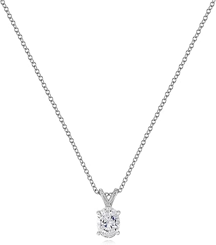 Tienda Collection Platinum-Plated Sterling Silver Solitaire Pendant Neckalce made with Infinite Elements Cubic Zirconia, 16"