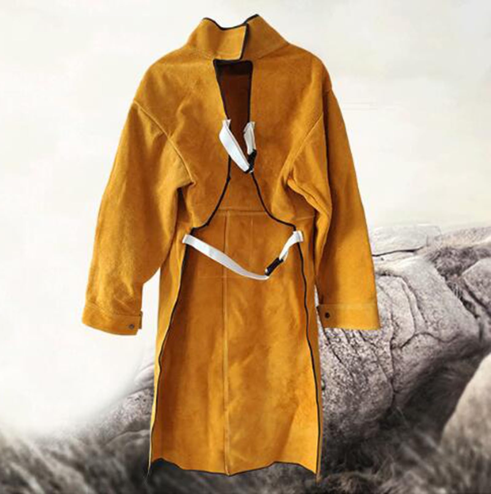 Vêtements de Soudage en Cuir Tablier de Soudage avec Manche Manteau de Soudure Résistant À la Chaleur et À la Flamme pour Hommes et Femmes