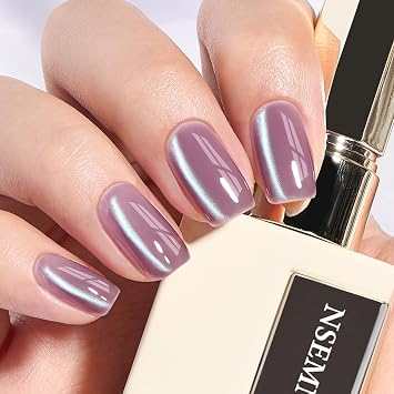 Jelly Glass Cat Eye Gel Nail Polish with Magnet 15ML Magnetic Cateye UV Gel Polish Shimmer Translucent Color Glitter Nail Art Manicure at Home Salon, Plum Purple