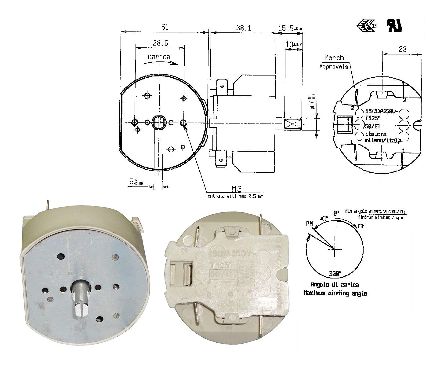 Timer Temporizzatore conto alla rovescia 30 minuti applicabile dove ci sia un motore - una pompa - una resistenza serie 50/IT A8303/1 - Originale Italora