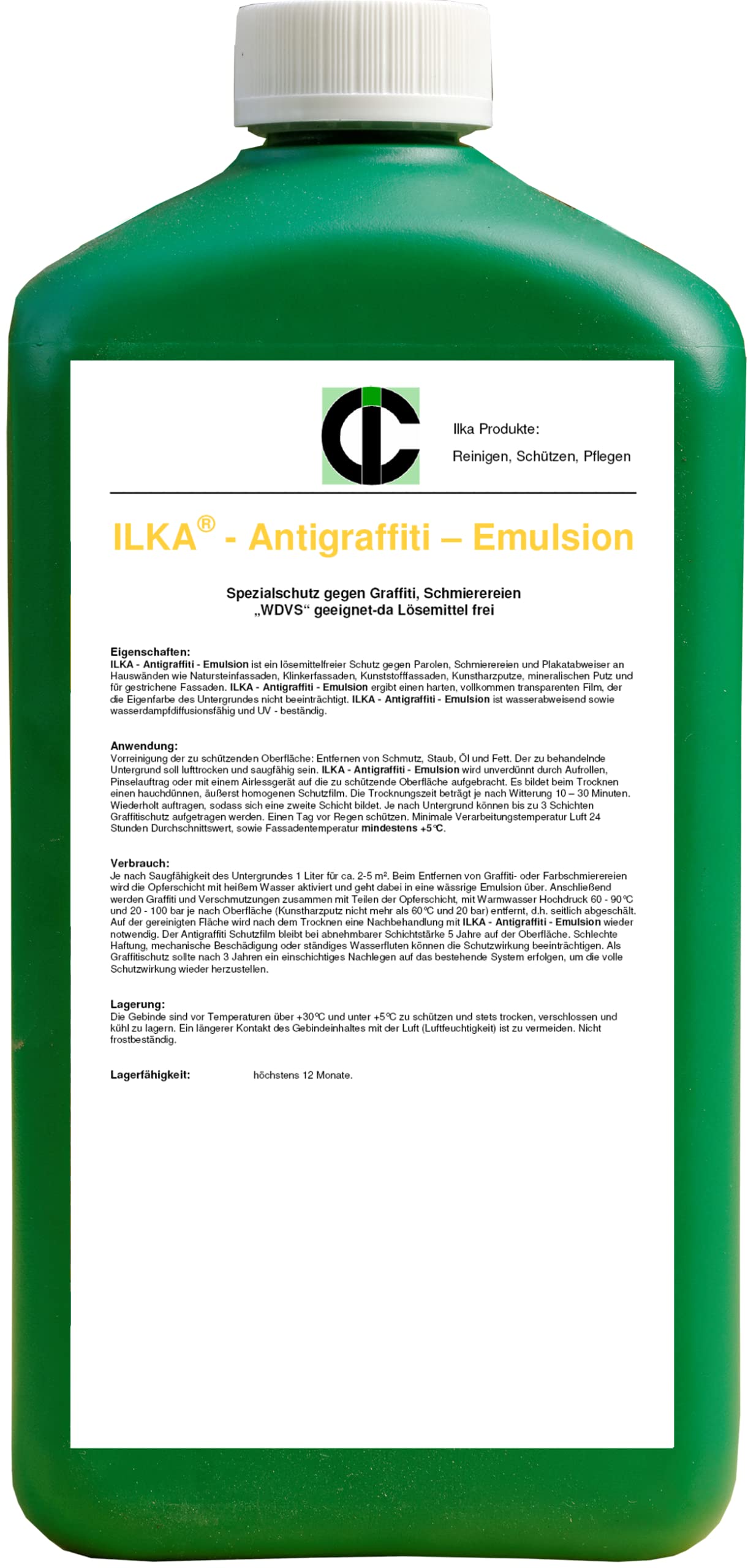 ILKA® - Antigraffiti-Emulsion "WDVS"-Spezialschutz und Versiegelung | 1ltr | Graffitischutz für Fassade, Beton, Mauerwerk, Putz, Stein, Holz