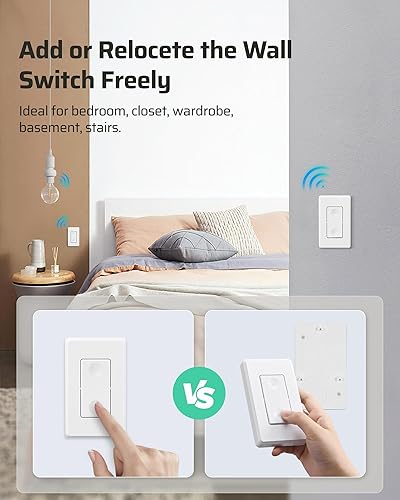 Miniatura 9 de DEWENWILS Enchufe de bombilla de control remoto, interruptor de luz inalámbrico para lámpara de cadena de tracción, base de bombilla E26 E27