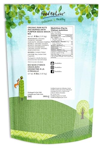 Miniatura 9 de Mezcla de bocadillos orgánicos 2 libras  Nueces crudas y bayas con semillas de calabaza no transgénicos no irradiados Kosher superalimentos veganos