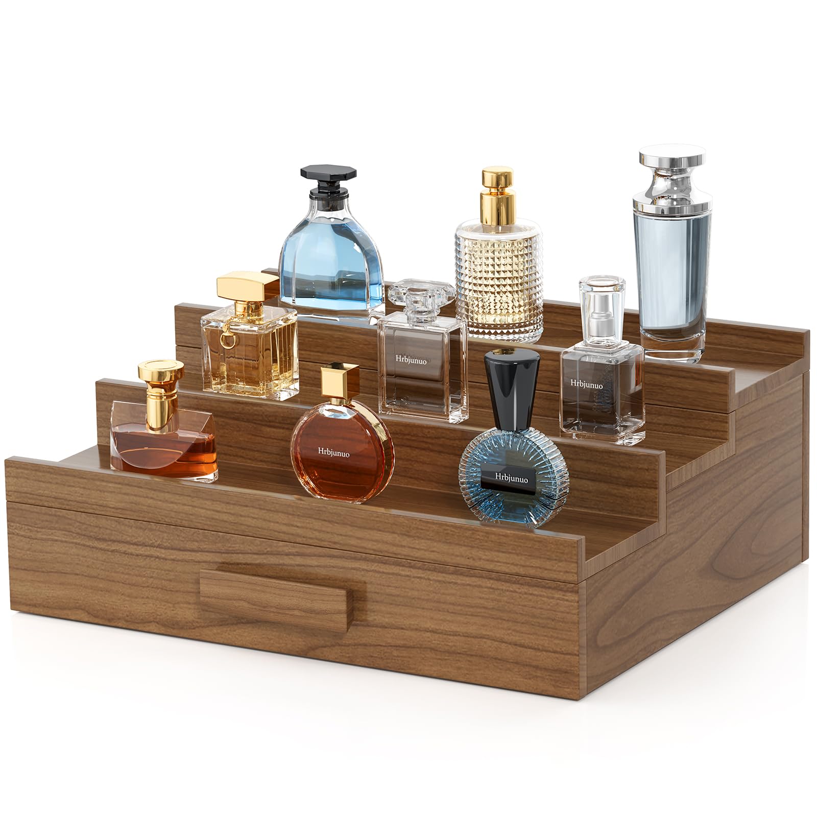 Solid Walnut Cologne Organizer for Men, 3 Tier Cologne Stand Display Shelf