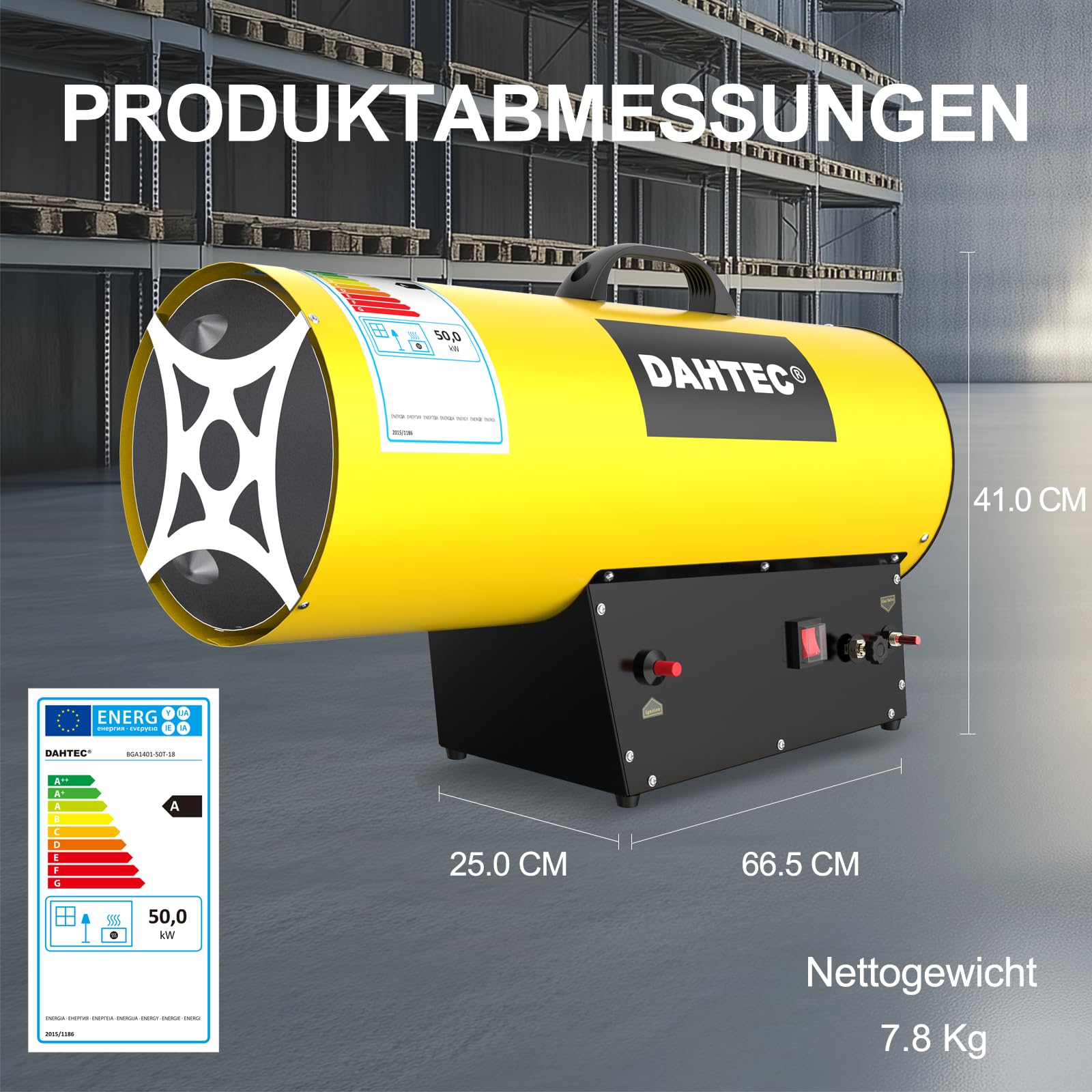 Gasheizgebläse 30-50 kw Leistungsregulierung Heizkanone Heizlüfter Gas Tragbar Bauheizer Luftmenge 1000 m³/h für Baustellen, Garage