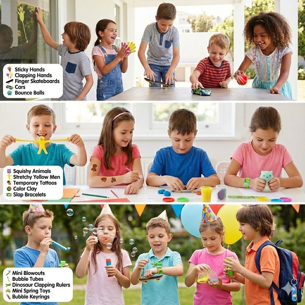 91PCS Party Bag Fillers for Kids, Bulk Festive Party Bag Fillers, Classroom Rewards, Christmas Stocking Stuffers - Image 4