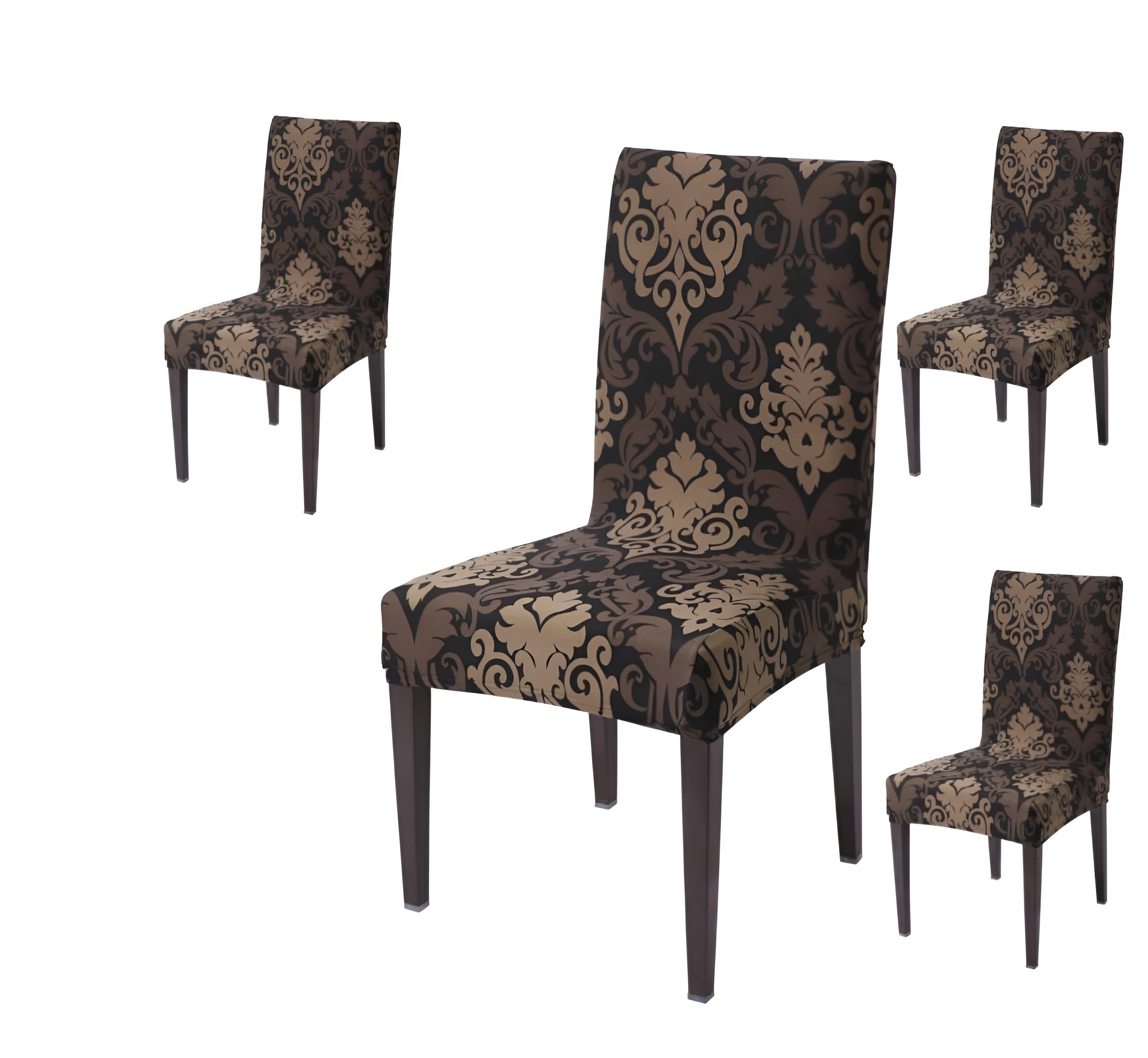 KAV Decor Chair Cover Set of 4 for Dining Table, Stretchable Removable Washable Anti-Slip Universal Fit Printed Polyester Spandex Slipcovers (Brown Mint)-image-42