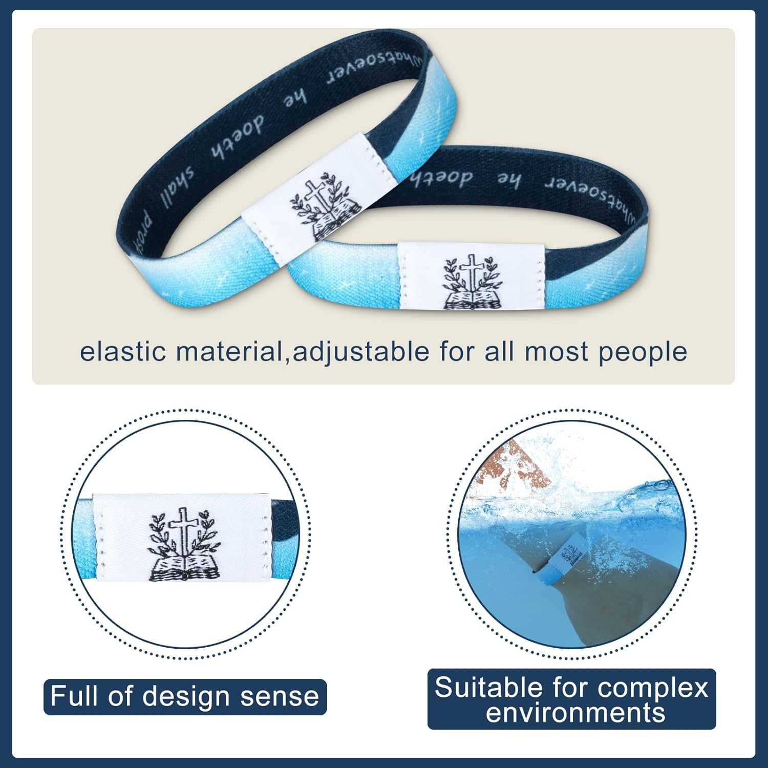 BELSO Bible Verse Bracelets with NFC for Women Men, Christian Daily Bible verse Wristband, Durable Elastic Christian Bands, Reversible Band - Image 3