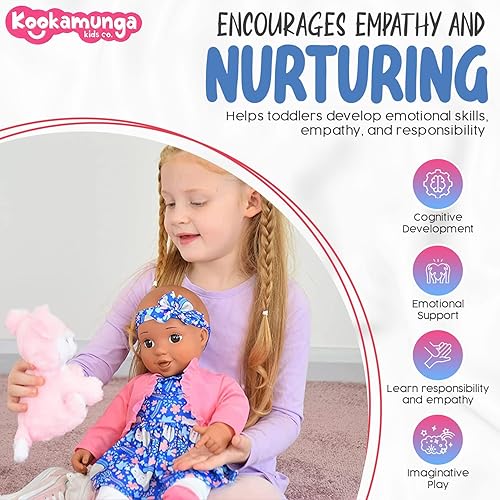 Miniatura 6 de KOOKAMUNGA KIDS Juego de muñecas negras de 18 pulgadas y accesorios  Muñeca bebé realista  Muñecas de bebé para niñas y niños de 2 años en adelante