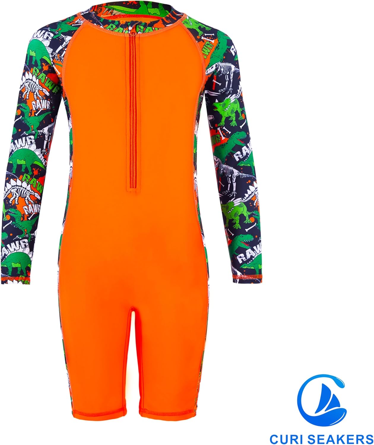 Boys UPF 50+ One-Piece Rash Guard Swimsuit Artist Print Zip-Front Sunsuit - Image 7