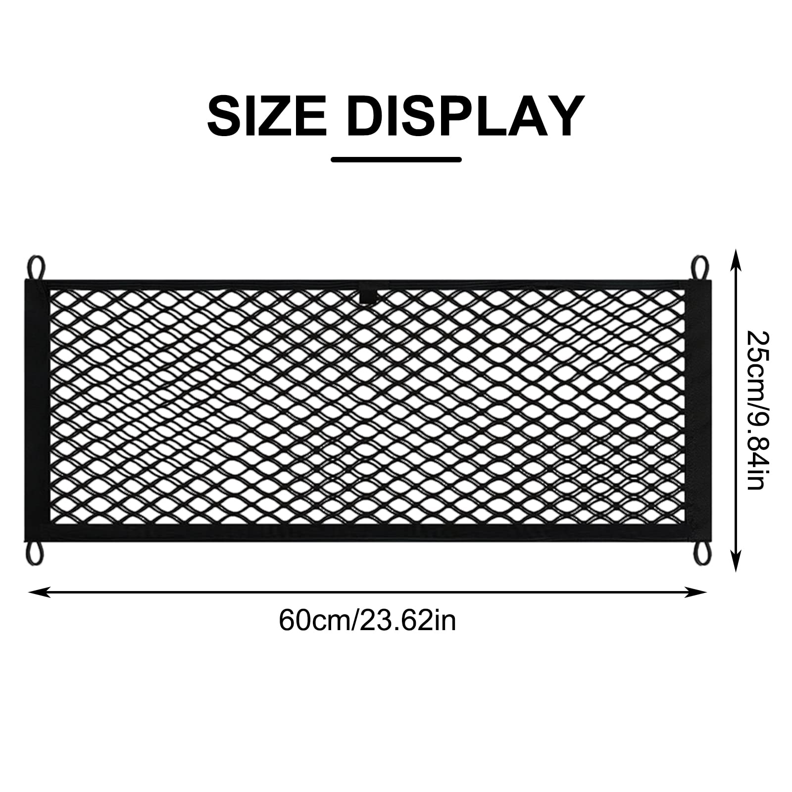 Lot De 2 Grandes Poches Filet Élastique 25x60 Cm - Organisateur Voiture Camion Camping-Car Bateau Avec 8 Vis Et Crochets