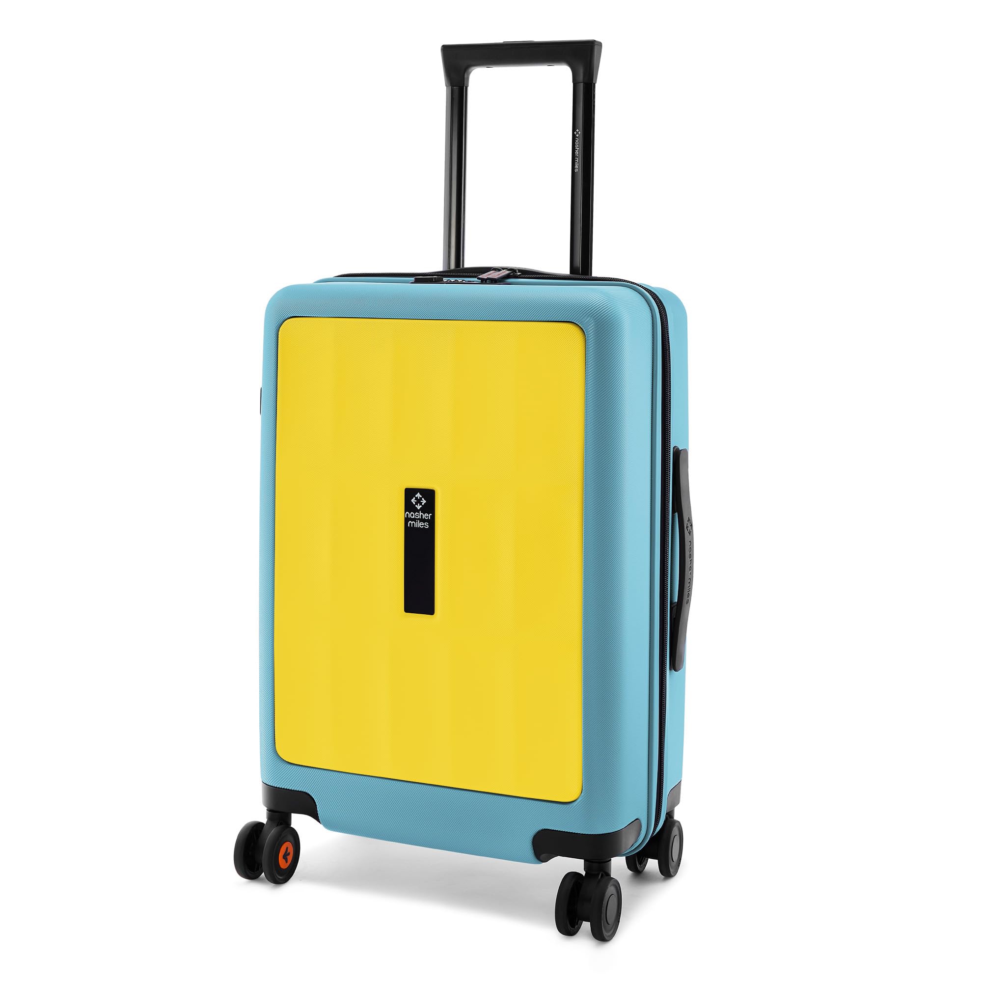 Zanzibar TSA Lock Hard-Sided Polycarbonate 8 Wheels Double Spinner Cabin Luggage Yellow Blue 20 inch |55cm Trolley Bag| Suitcase,Small