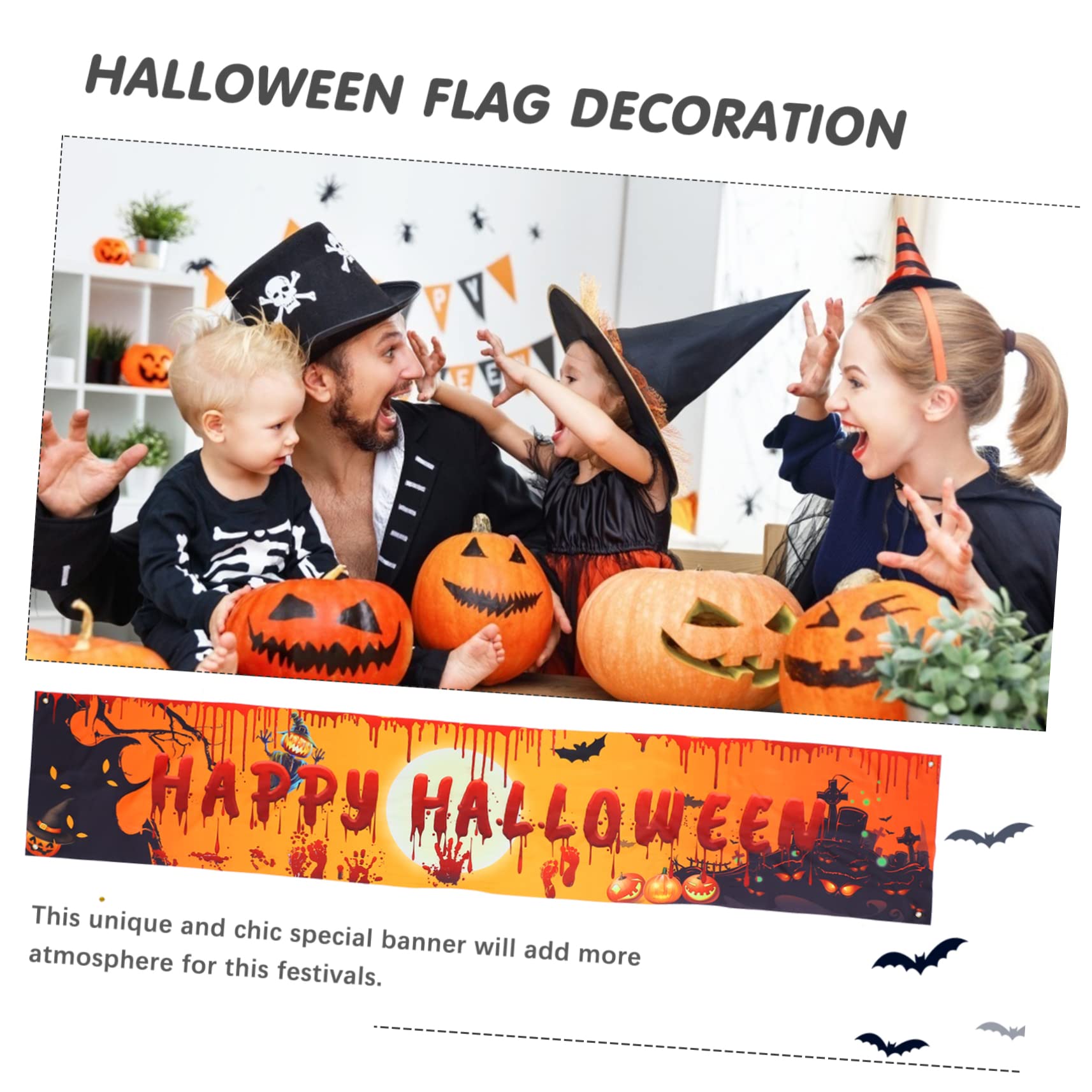 Alasum 4 szt. Halloween baner Happy Halloween girlanda Halloween chorągiewki Halloween na zewnątrz znak flaga baner Halloween ganek znak Halloween wisząca dekoracja znaki na drzwi wejściowe kolorowe
