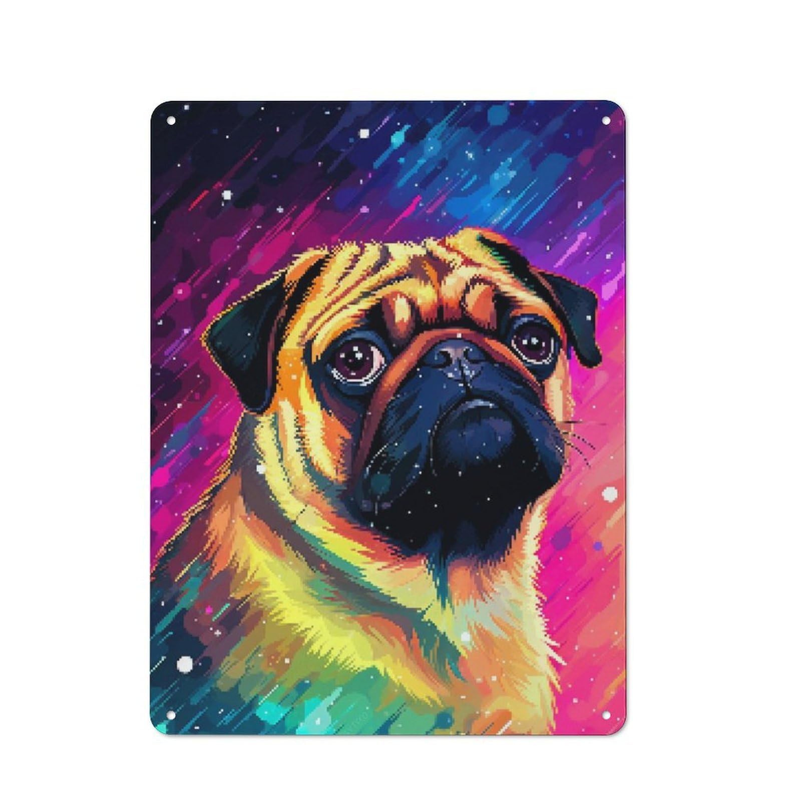 Junmoney Funny Synth Pug Pixel Tin Sign 40X30cm For Bar Or Restaurant, Retro Wall Decor, For Restaurant Interior Fans