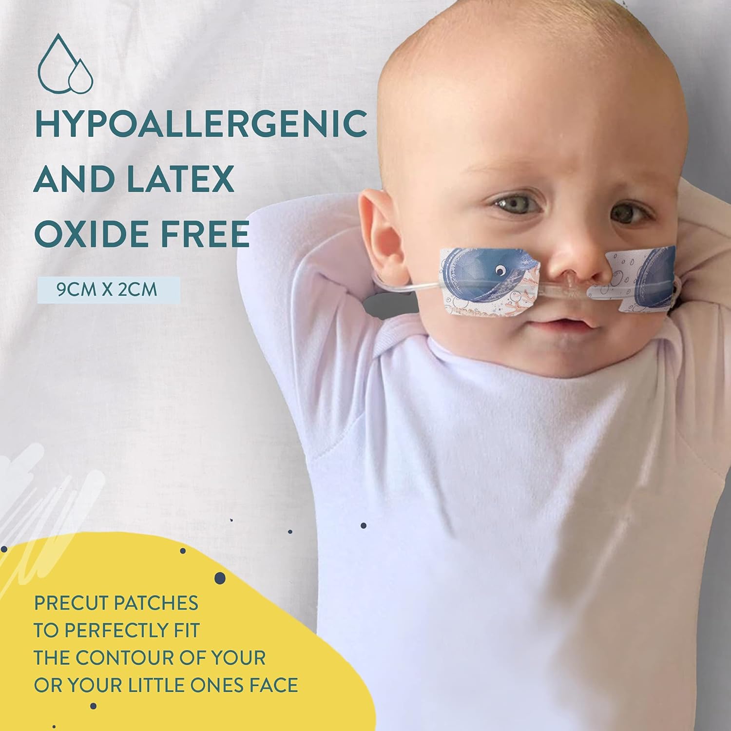 Cinta adhesiva precortada para tubo nasogástrico o de oxígeno Ocean Mix