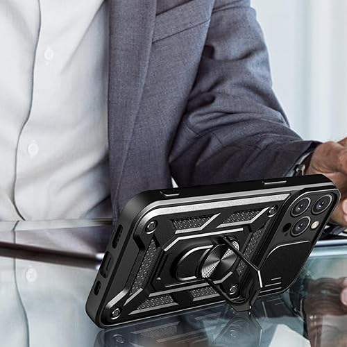 Miniatura 6 de Funda diseñada para iPhone 11 Pro con soporte, protección de cámara Cubierta de protección de cámara deslizante de grado militar, anillo giratorio
