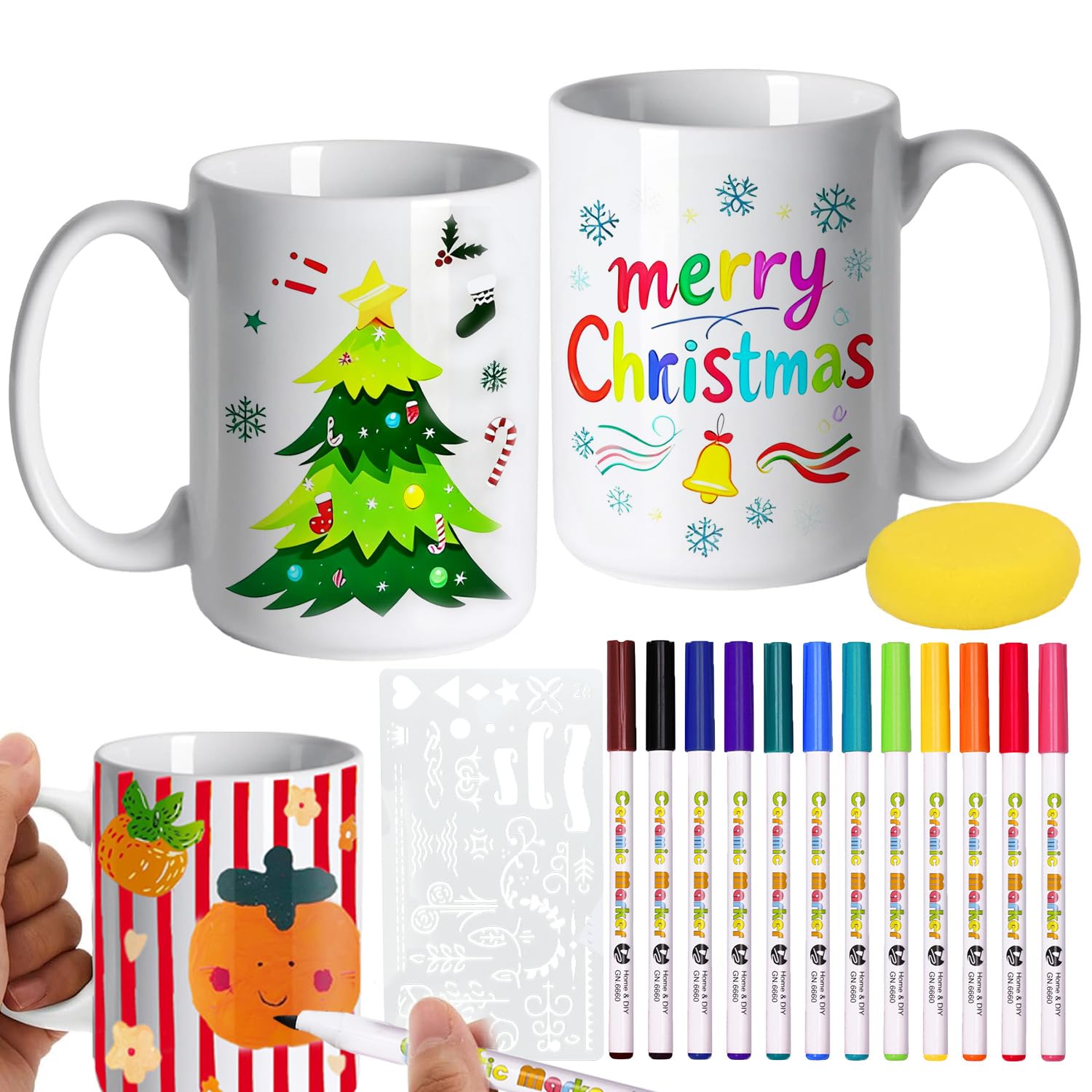 Manualidades Adultos,Tazas para Pintar de Ceramica,Juego de Pintura de Cerámica, Juego Creativo de Cerámica Diy para Adulto Regalo Personalizado,Kit de Manualidades para Adultos,Incluye Tazas,Pincel