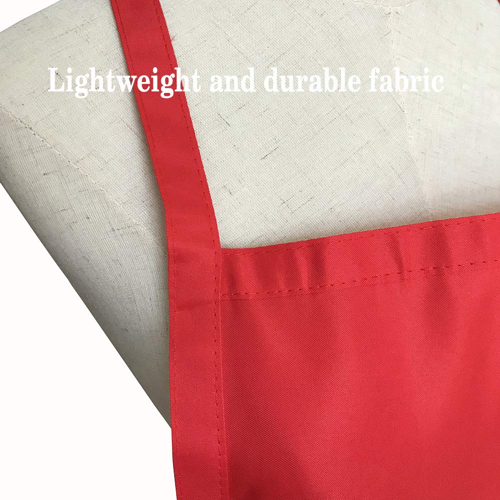 Paquete de 9 delantales rojos de Navidad para mujeres y niñas con bolsillos, delantales de cocina a granel para cocinar, pintar, barbacoa, parrilla, hornear (paquete de 9, rojo)