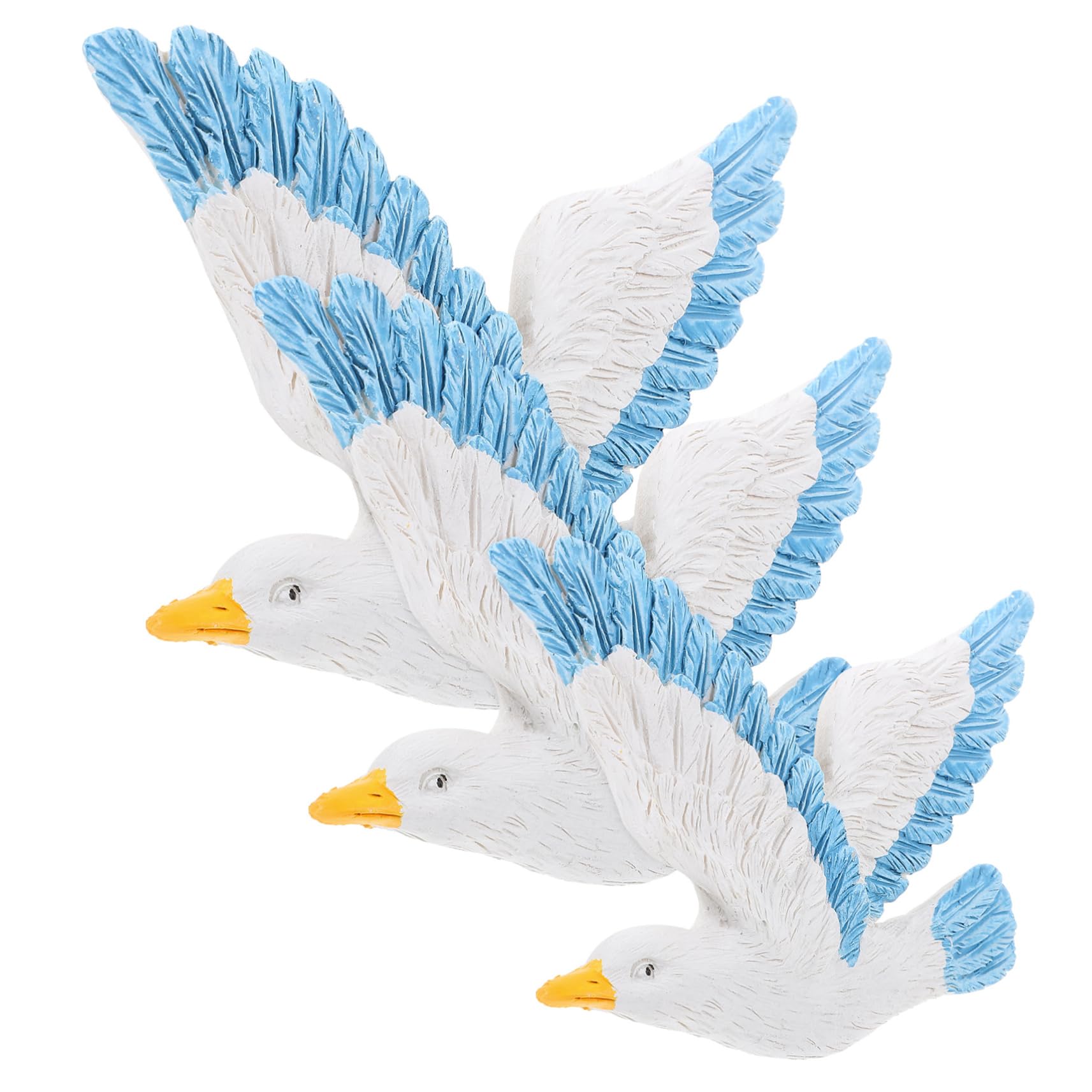 Decorazione da Parete Stile Mare Gabbiani, in Resina Blu, 3 Pezzi, Sicura da Appendere, per Camera da Letto e Albero