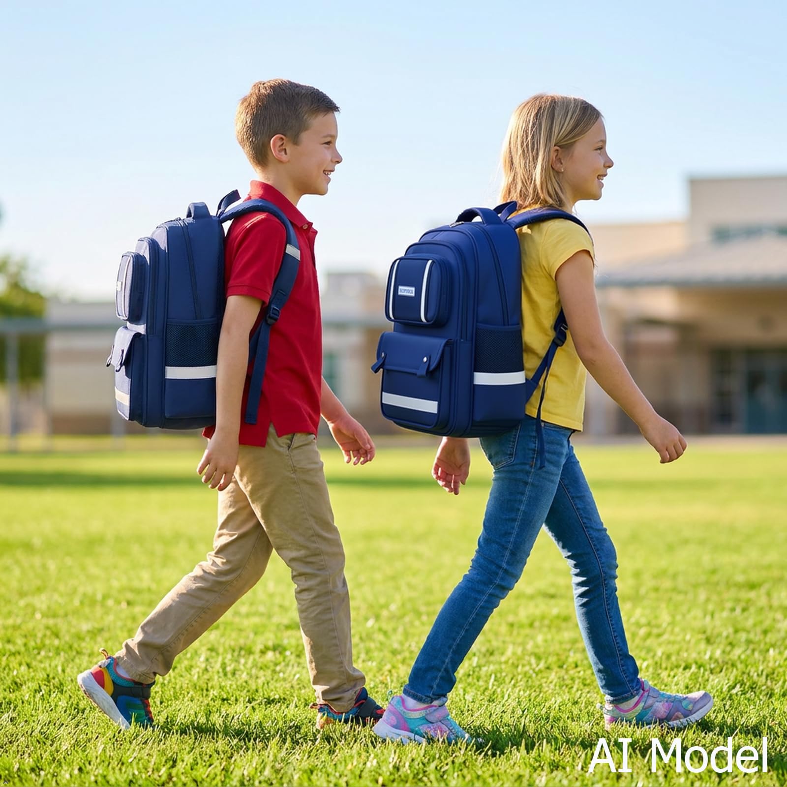 Cartable Scolaire Réfléchissant Sac à dos Garçon Fille 4-12 Ans