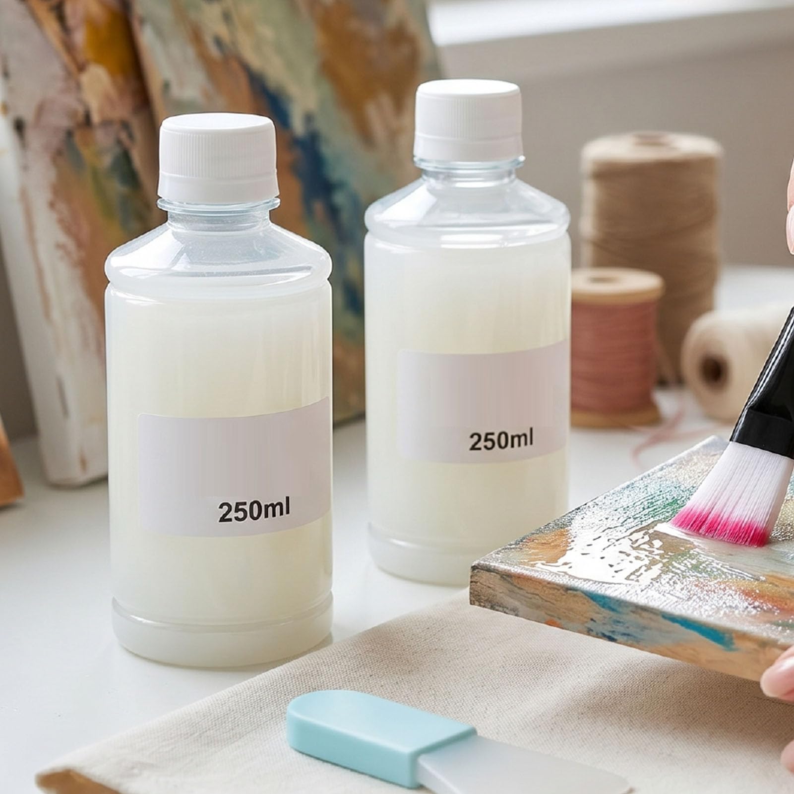 Werniks Glinkowy Schnący na Powietrzu, 250 Ml X 2, Wodoodporny o | Przezroczyste Wykończenie, Bariera Chroniąca Przed Zarysowaniami, Materia Organiczna, Gipsowe Rękodzieło Drewniane, Glazura