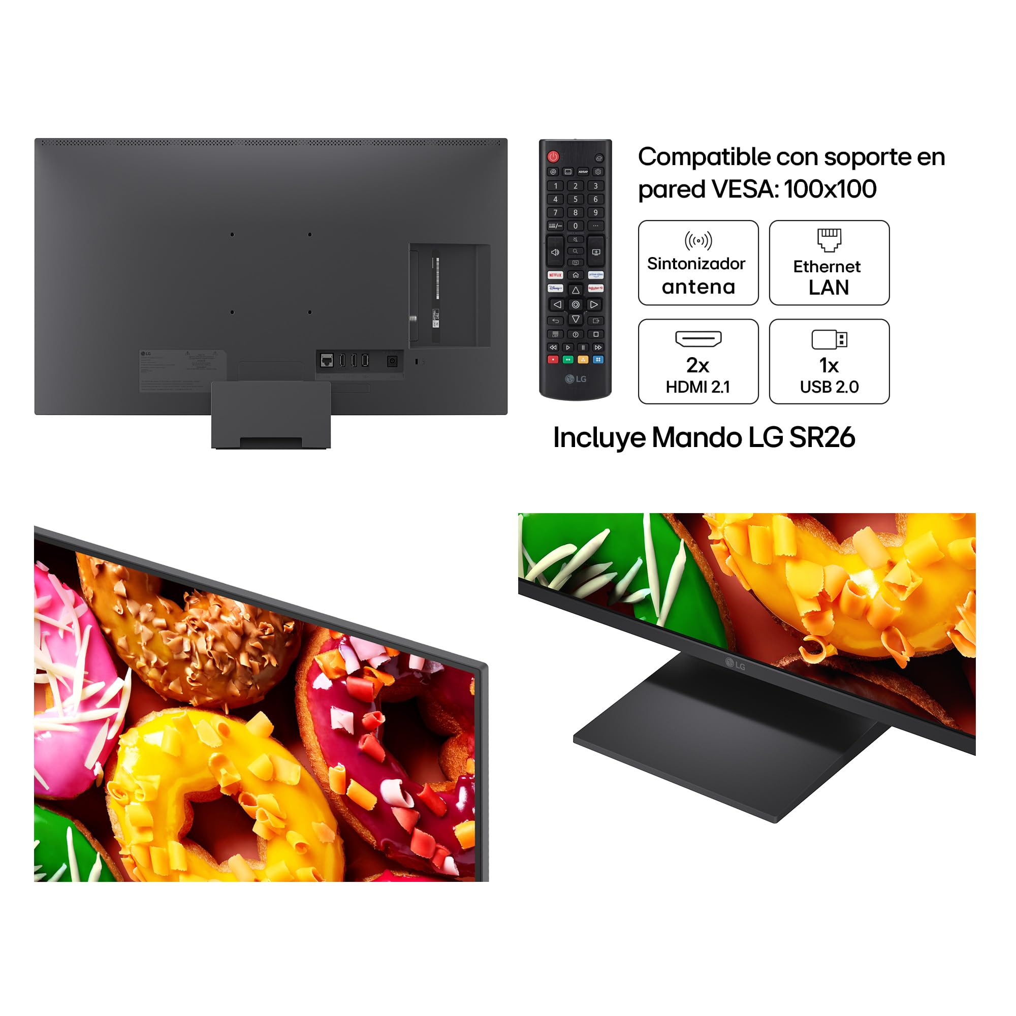 LG 27LB70006LA - Smart TV FHD AI LB70 27" 2K 2026, WebOS 26 IA con Copilot, Procesador α5 AI Gen9, 120 Hz, Resolution Upscaler, Dolby Digital Plus, Negro