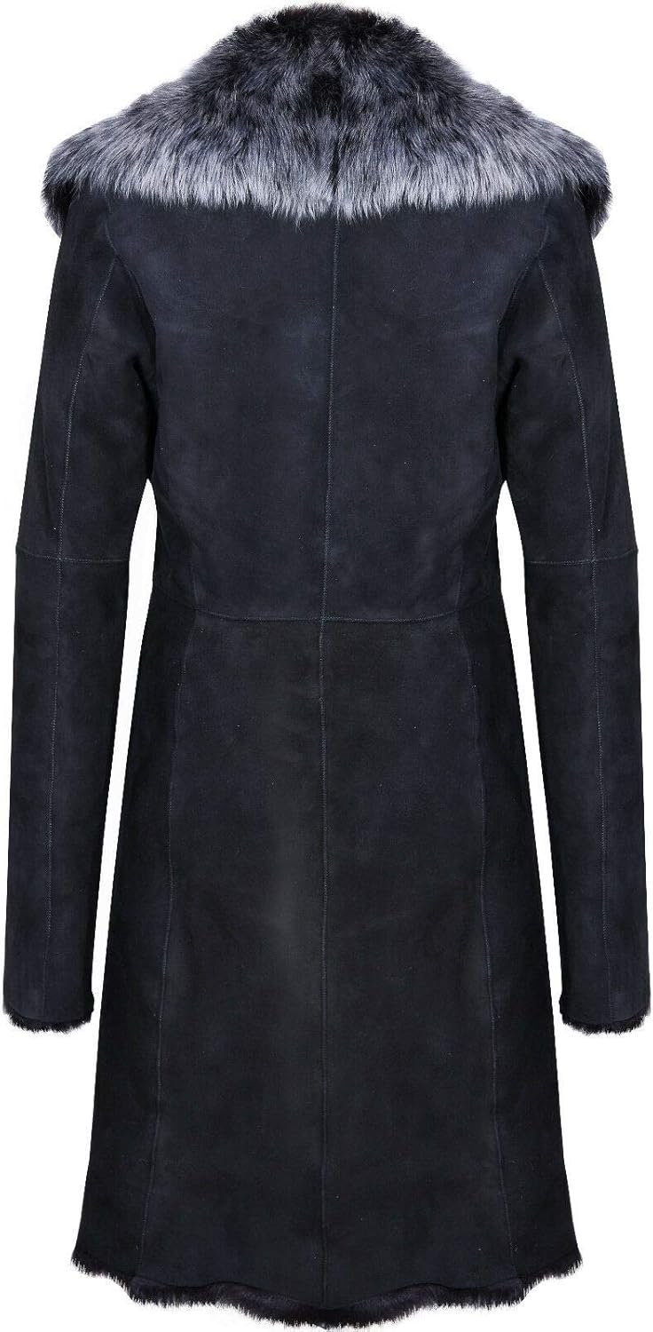 Beaver Ladies Women's Real Toscana Sheepskin Leather Suede Jacket Trench Coat - Image 3