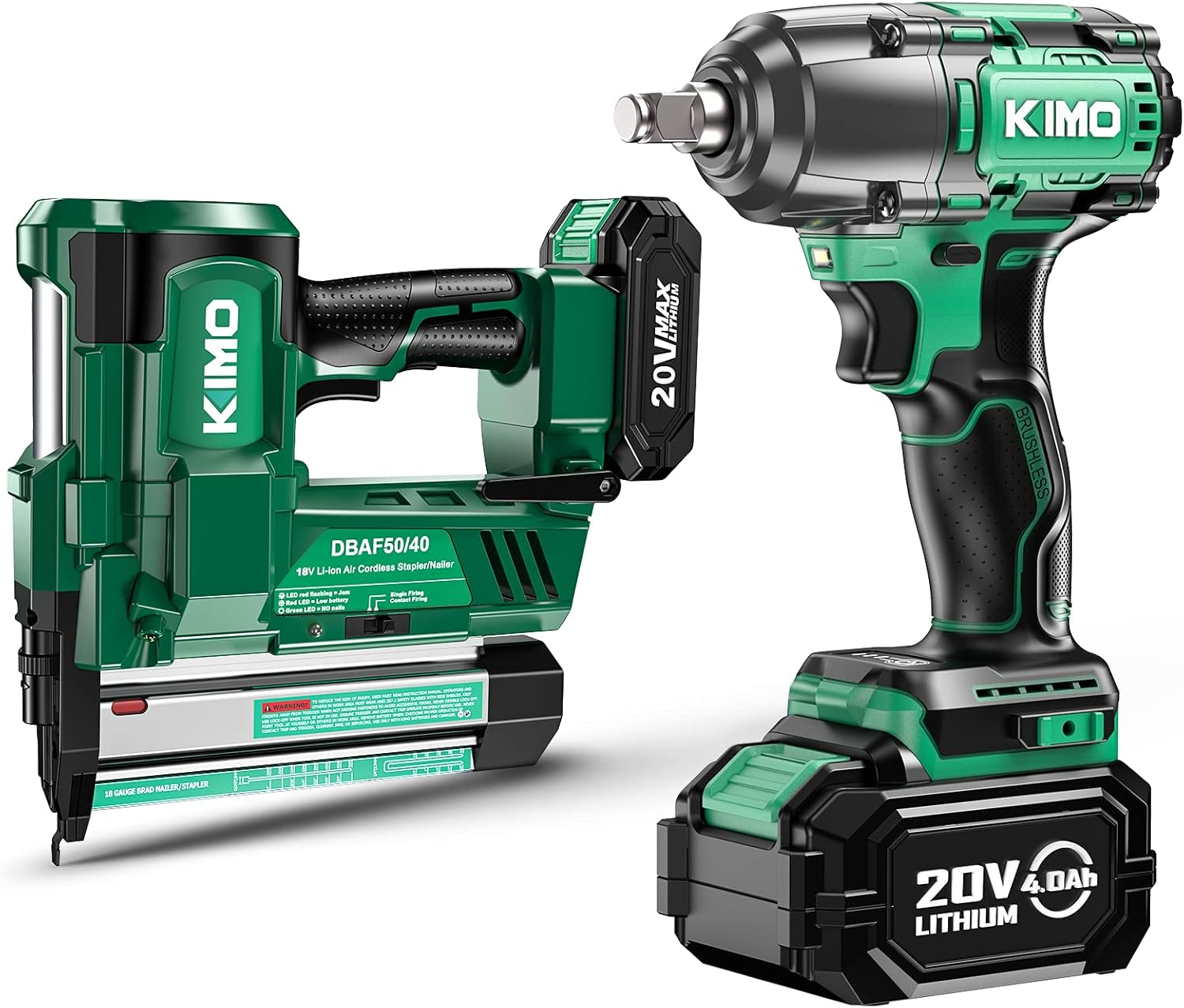 KIMO Cordless Impact Wrench 1/2", Brushless Impact Driver with 332 ft