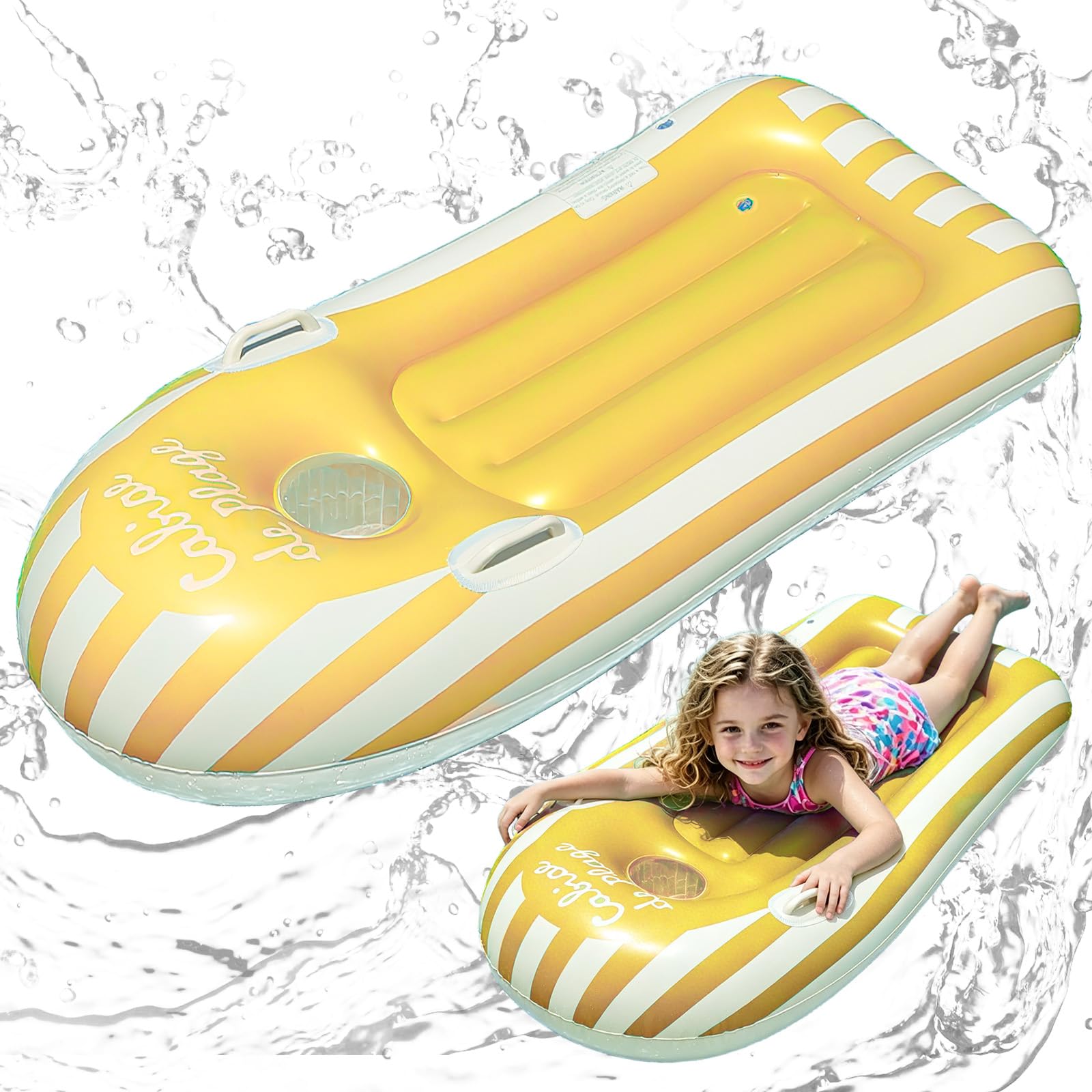 Shyllin Bodyboard Hinchable Niño con Asas 112x45cm Tabla de Surf Ojo de Buey