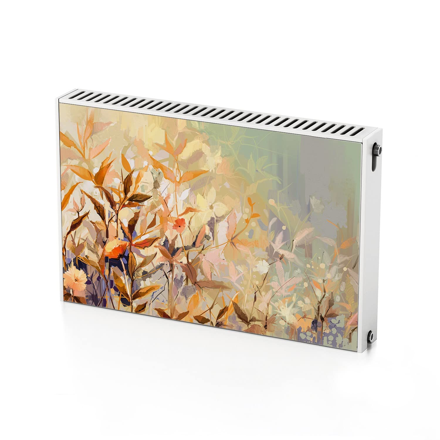 Autocollant de radiateur pour cacher un chauffage jauni - Aimant déco feuilles d'automne 90x60